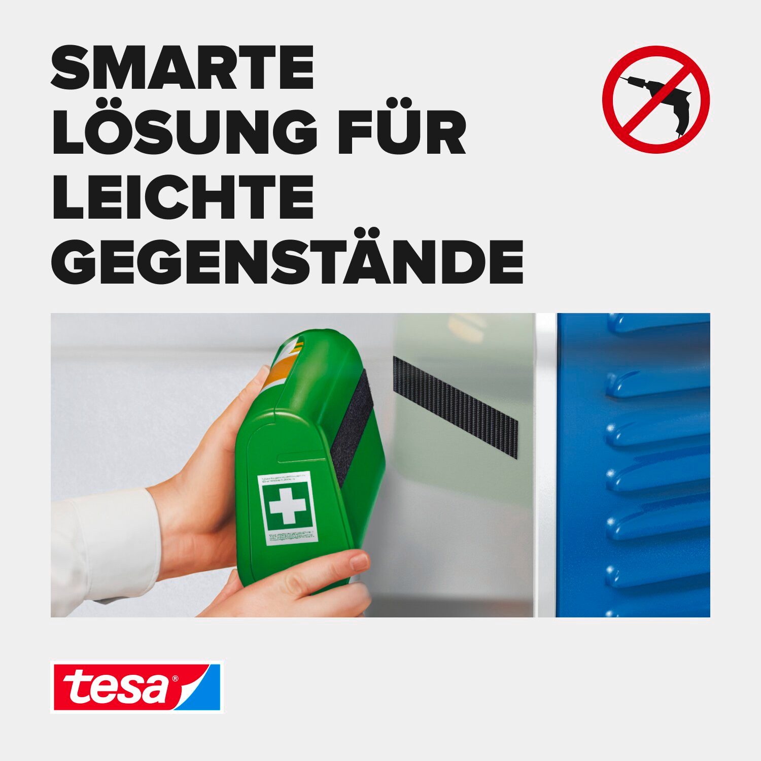 tesa Klett-Klebeband ON & OFF Extra Strong Klettband (Packung, 1-St) selbstklebendes Klettband - extra stark - weiß - 2,5 m : 20 mm – Bild 4 von 5
