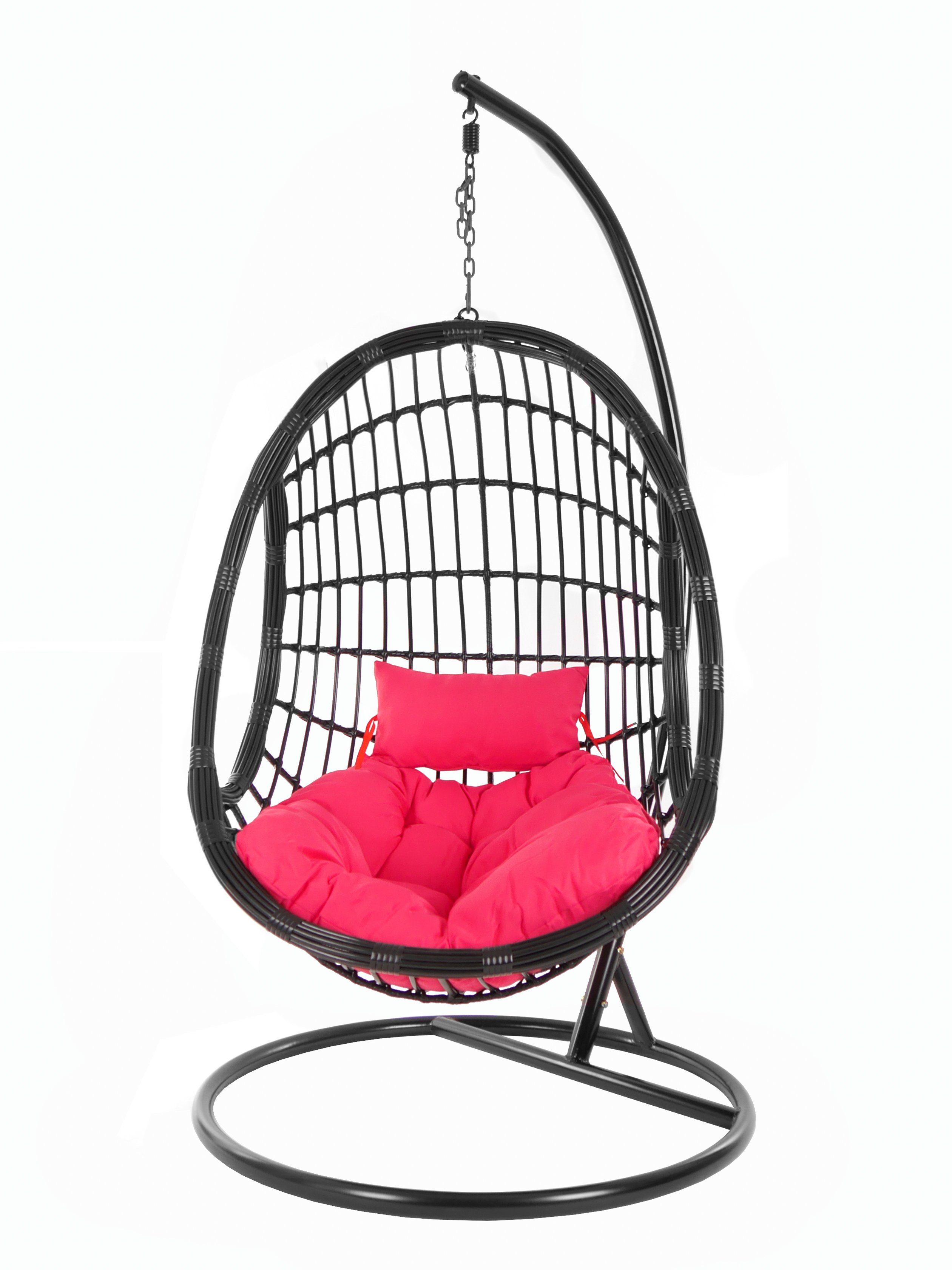KIDEO Hängesessel PALMANOVA black, Swing Loungemöbel, schwarz, mit edles (3333 Chair, Kissen, Schwebesessel, pink) und hot Design Hängesessel Gestell pink