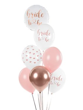 partydeco Luftballon, Folienballon Bride to be 35cm rund weiß roségold