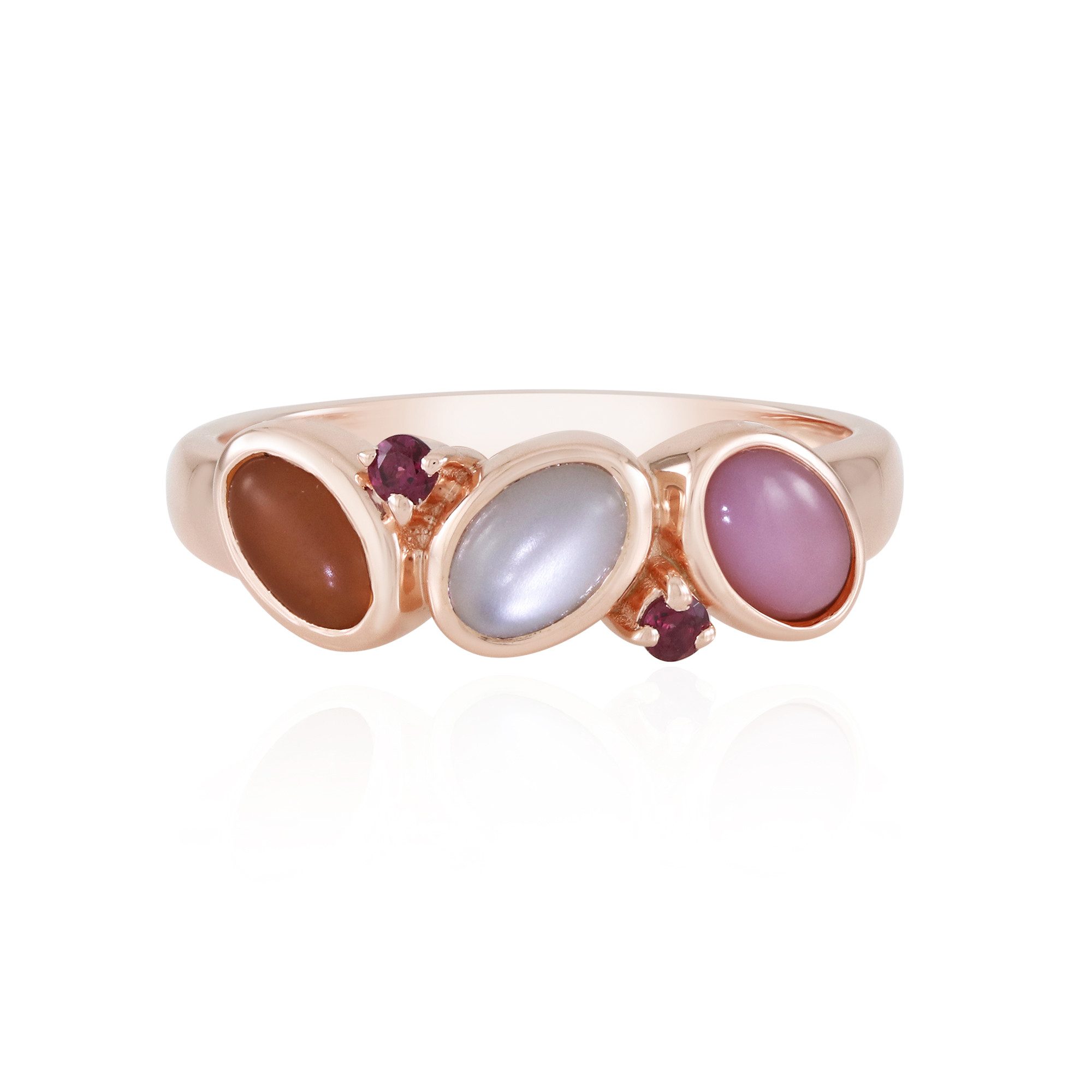 Silberring Cavill Ring Sterlingsilber rosévergoldet mit 1,71 ct Mondstein & Opal
