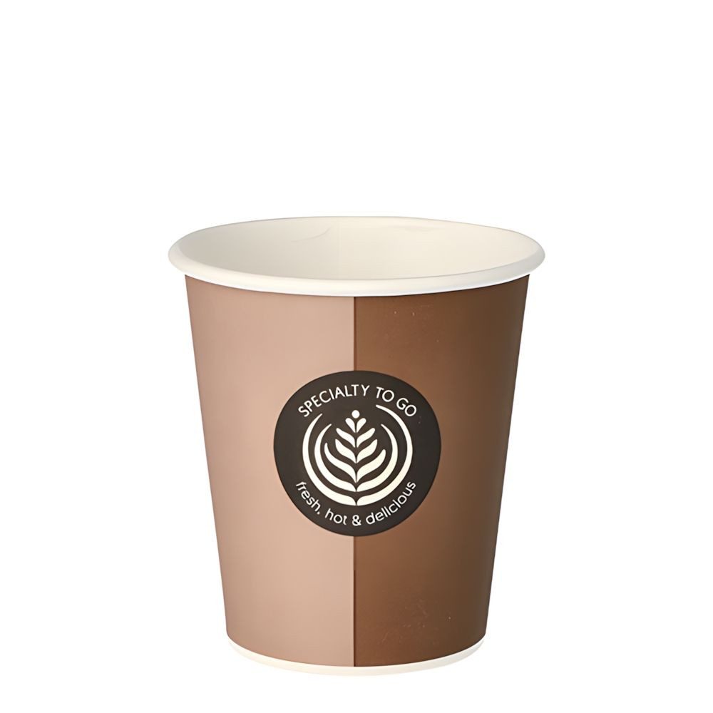 PAPSTAR Einwegbecher Trinkbecher, Pappe To Go 0,2 l Ø 8 cm, 9,1 cm Barista Time 50 Stk, Pappe, beschichtet