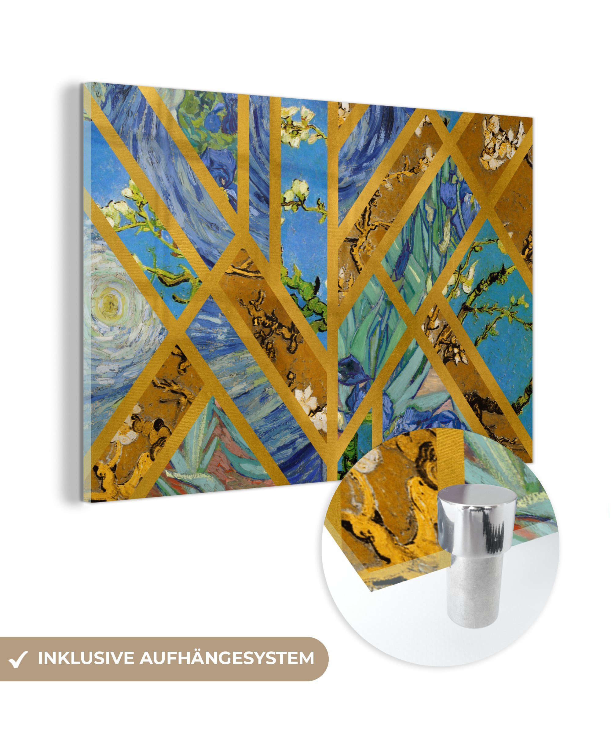 MuchoWow Acrylglasbild Kunst - Wanddekoration St), - Gogh Bilder - Wandbild - (1 Glas Foto auf Alte Glas - Meister, Glasbilder Van auf