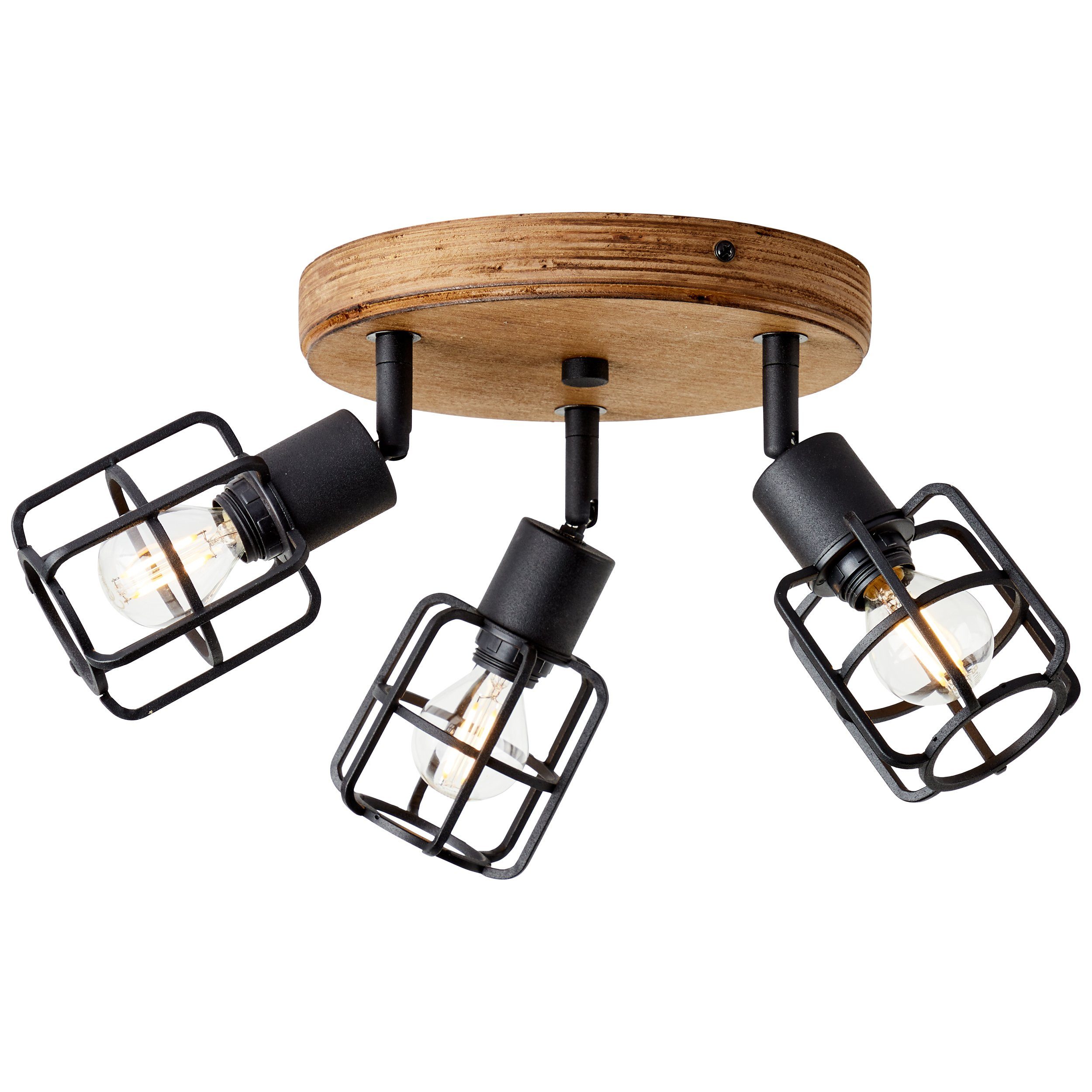 Brilliant Deckenstrahler Gwen, ohne Leuchtmittel, D 35 cm, 3 x E14, schwenkbar, Metall/Holz, antik/schwarz korund