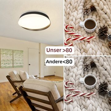 Nettlife LED Deckenleuchte Schwarz Deckenlampe Rund 36W 41.5CM Modern, Dimmbar mit Fernbedienung, LED fest integriert, Warmweiß, Neutralweiß, Kaltweiß, für Wohnzimmer Schlafzimmer Küche Flur Treppenhaus Esszimmer