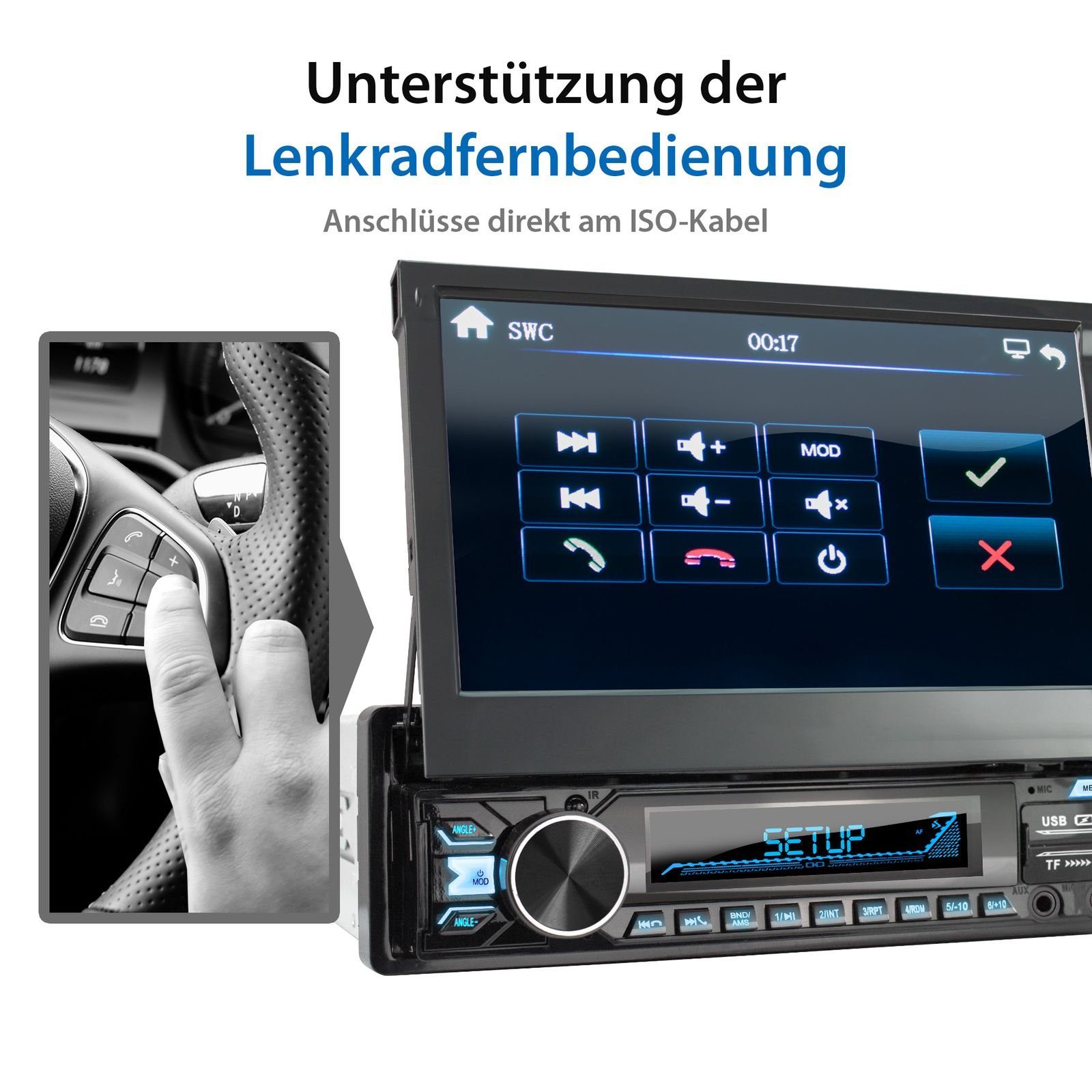 1 mit DIN plus, Bildschirm, Autoradio 7 Zoll DAB+ Bluetooth, XM-V780 XOMAX Autoradio