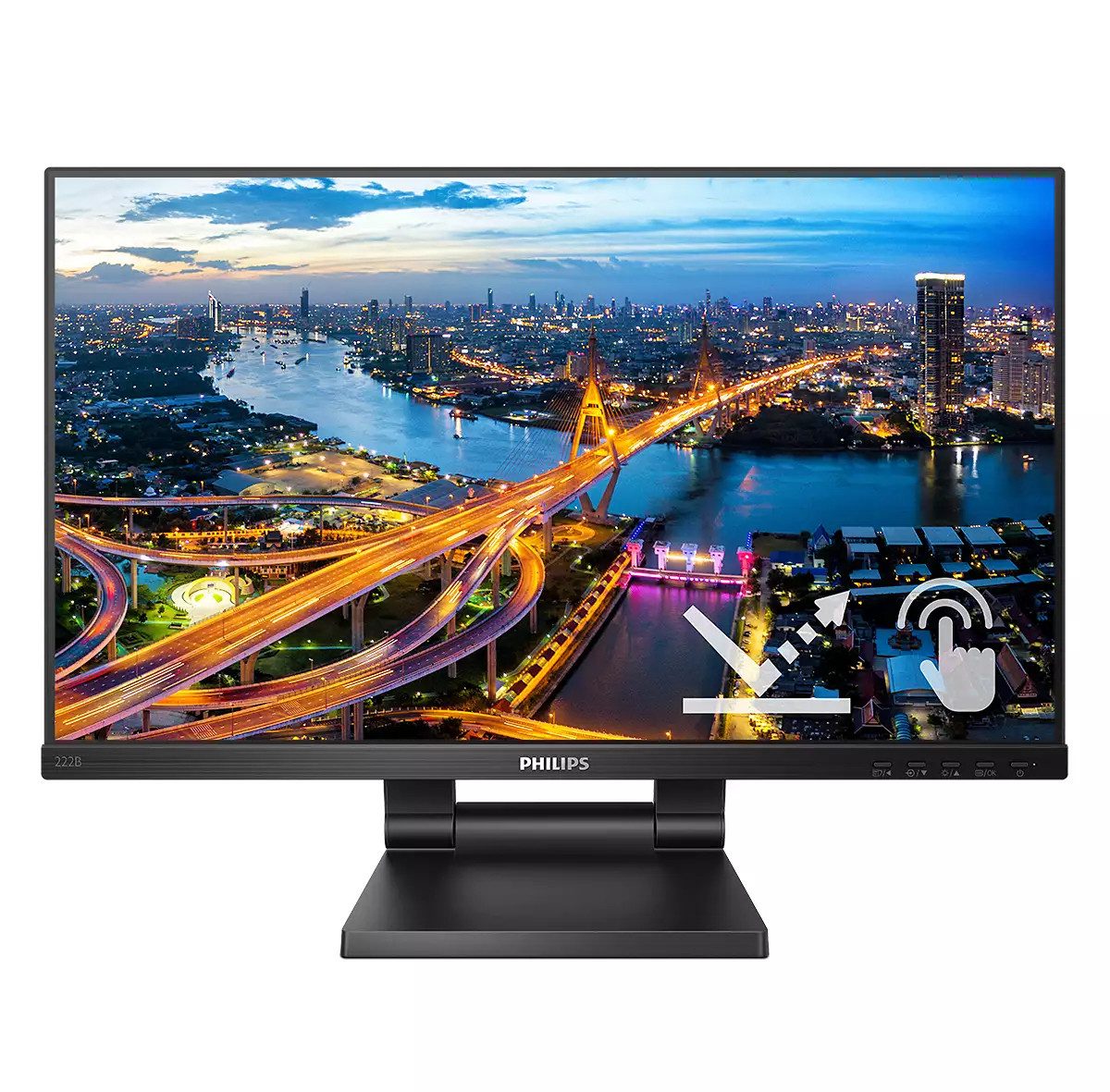 Philips B Line 222B1TC - LED - 55 cm (22) TFT-Monitor (1920 x 1080 px, Full HD, 4 ms Reaktionszeit, 75 Hz, IPS, Touchscreen, Lautsprecher, Höhenverstellbar)