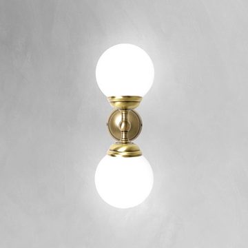 Licht-Erlebnisse Wandleuchte PASCAL, ohne Leuchtmittel, Wohnzimmer in Bronze hell glänzend Weiß 2-flammig E14 Glas Jugendstil