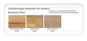 expendio Essgruppe Olavi 11, (komplette Tischgruppe, Spar-Set, 6-tlg), Tisch Eiche 160x90 + Bank + 2x Stuhl + 2x Sessel Gerit 2 lightbrown