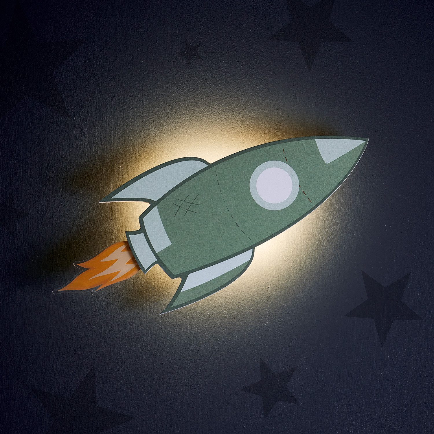 Lights4fun LED Wandleuchte Raketen Wandlampe Kinderzimmer