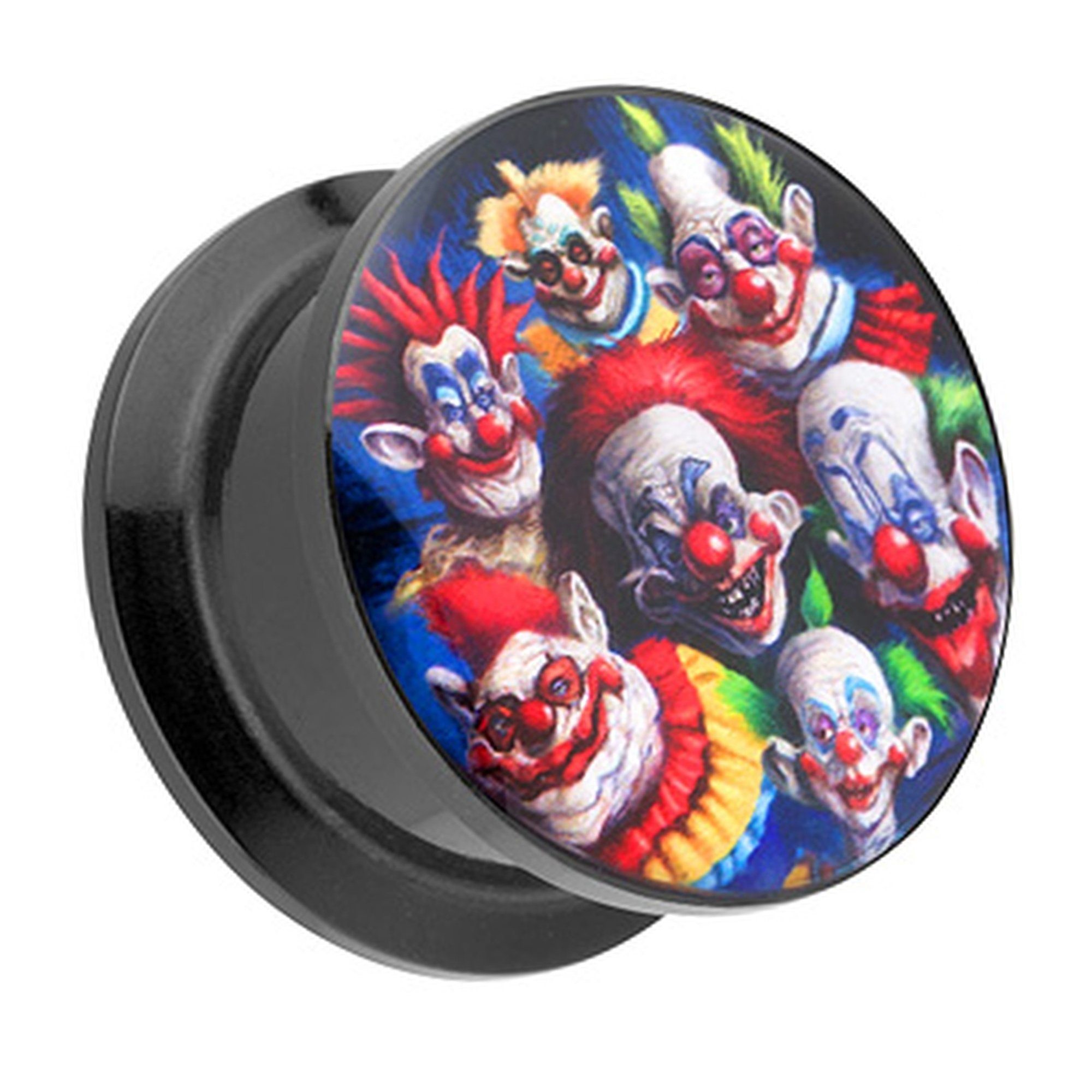 Schraub Plug Piercing Motiv, Ohrpiercing crazy Party Clown Taffstyle Tunnel Flesh Schraubverschluß Ohr Kunststoff Plug Piercing