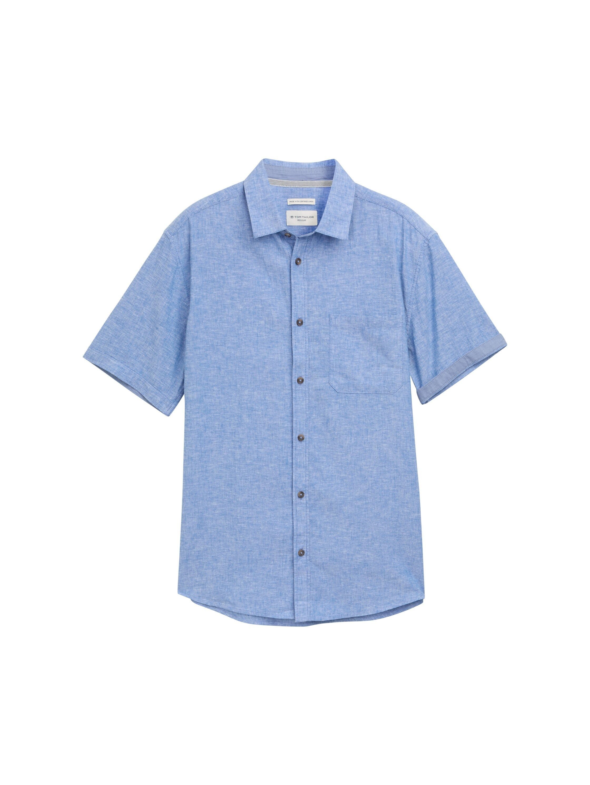 Tom Tailor Herren Kurzarm Hemd COTTON LINEN SHIRT - Regular Fit günstig online kaufen
