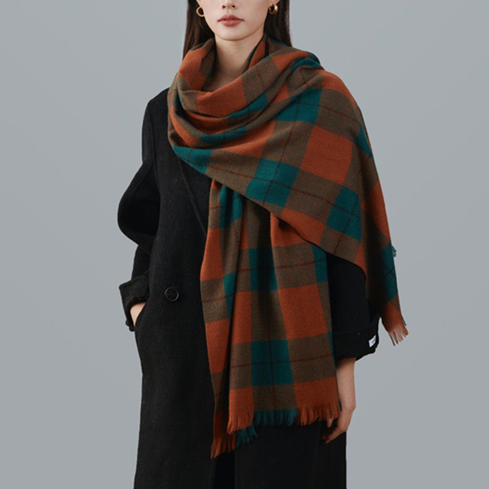 Grün ManKle Winter,Damen-Schals,180*65cm Wollschal den für Deckenschal Karierter warmer