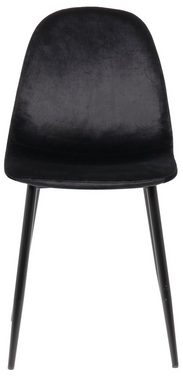 TPFLiving Esszimmerstuhl Naples mit hochwertig gepolsterter Sitzfläche - Konferenzstuhl (Küchenstuhl - Esstischstuhl - Wohnzimmerstuhl - Polsterstuhl), Gestell: Metall schwarz - Sitzfläche: Samt schwarz