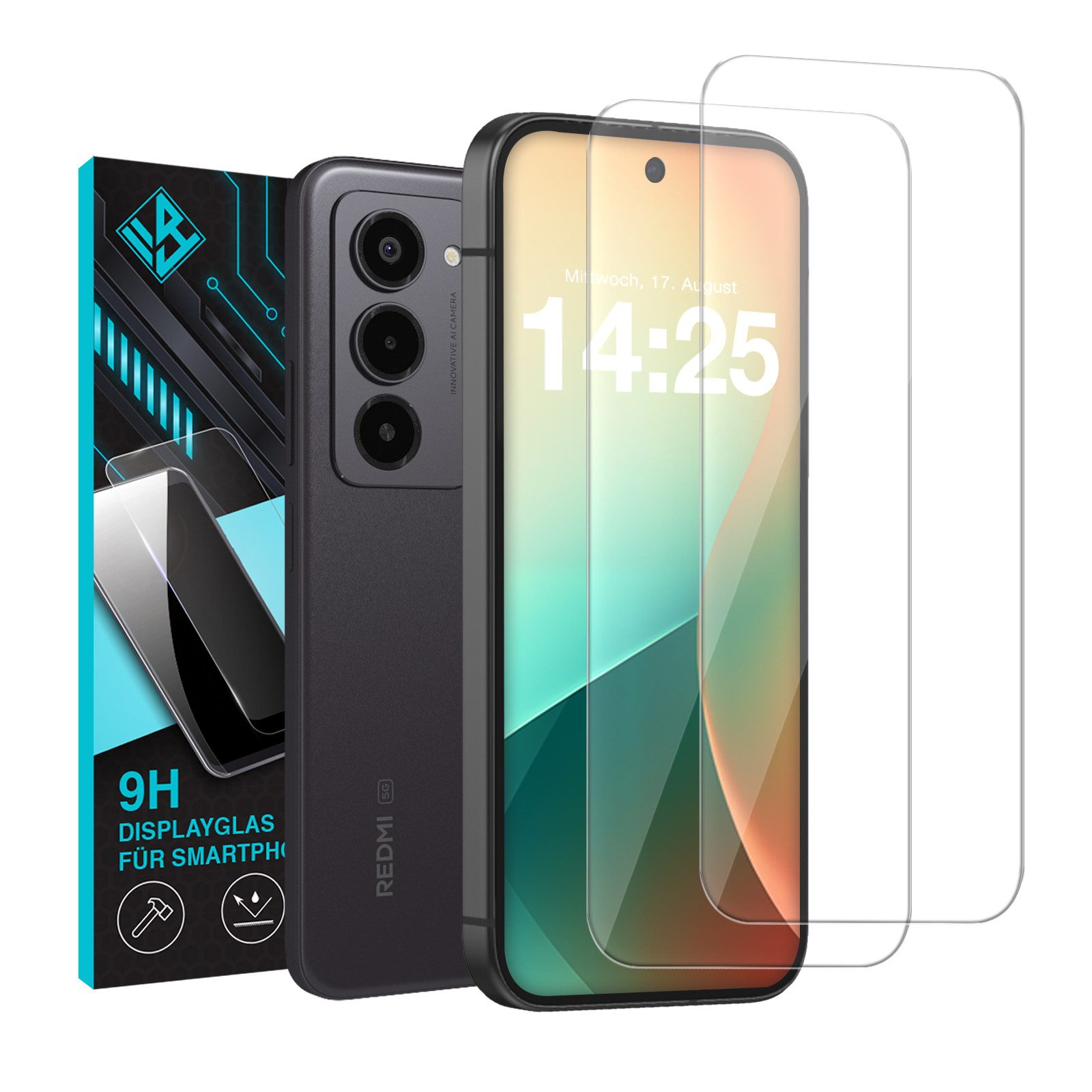 Tec-Expert Displayschutzglas 2X 9H Displayglas für Xiaomi Redmi 15 / 15 5G für Xiaomi Redmi 15 / 15 5G, Displayschutzfolie, 2 Stück, Displayschutz, Schutzglas, Bildschirmschutz, kratz- & stoßfest