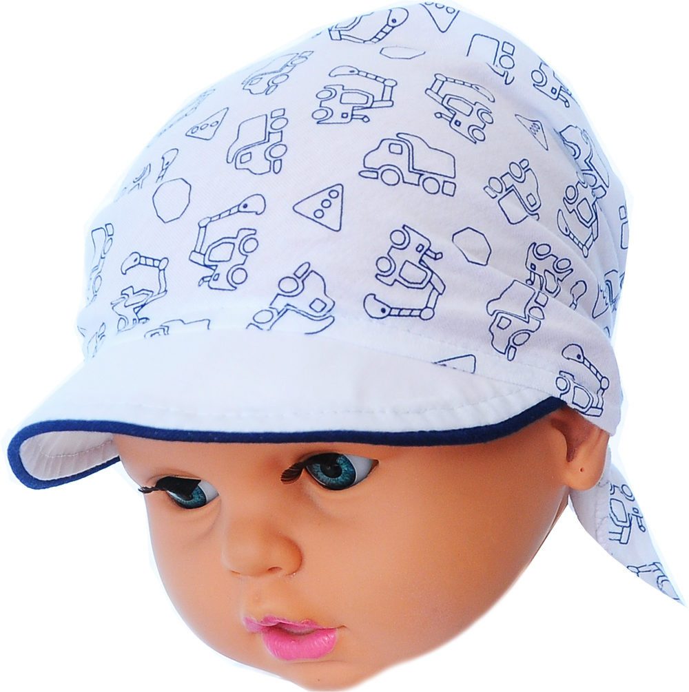 La Bortini Kopftuch Baby Kinder Bandana Tuch mit Schirm Schirmmütze Kopfbedeckung, Sommermütze aus reiner Baumwolle, Einheitsgröße