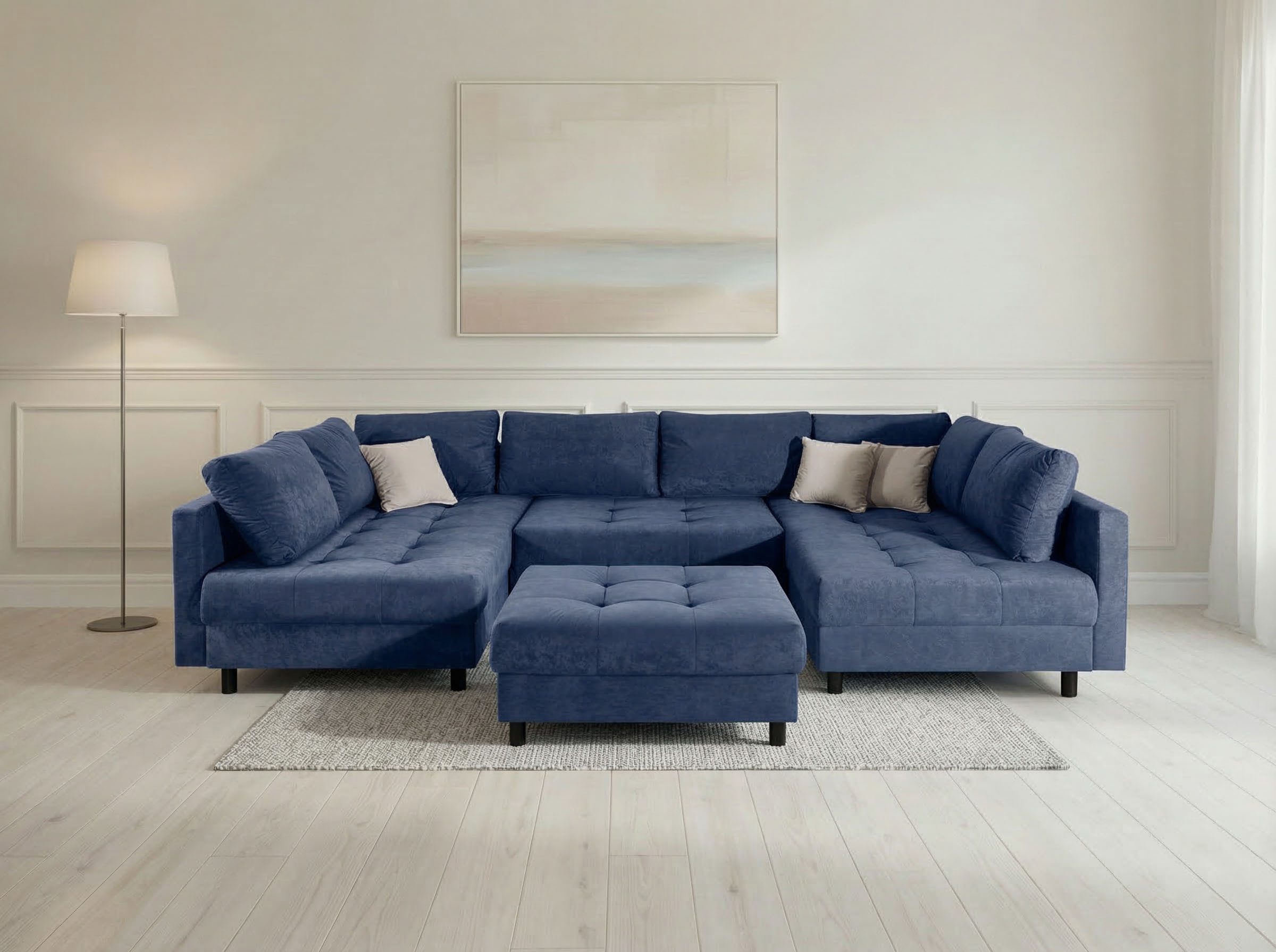 OTTO home Wohnlandschaft Antonia U-Form, B: 298 cm, Wohnlandschaft, Rückenkissen, 2 ottomane, Komfortablem Bonnelfederkern