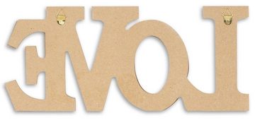 Levandeo® Deko-Schriftzug, 3D Schriftzug Love Holz 30x13cm Blau Weiß Natur Buchstaben zum