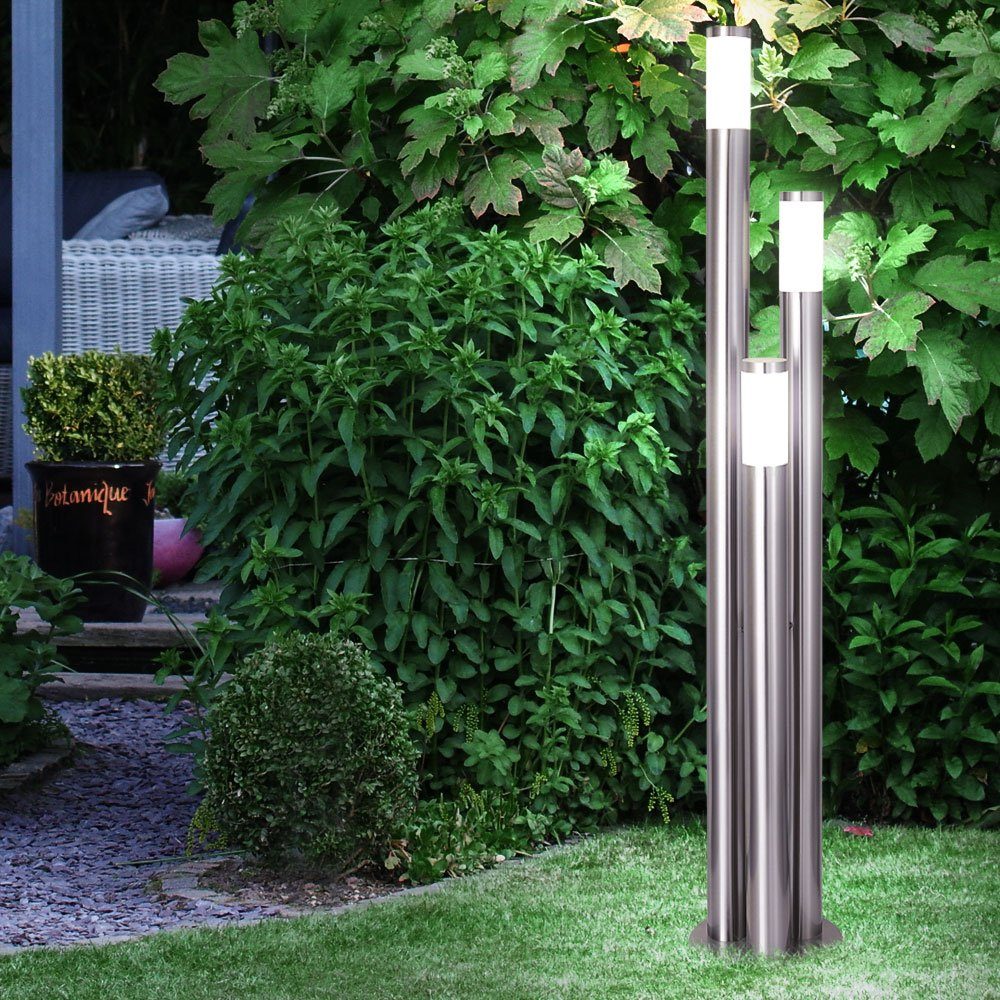 Stehleuchte Außen etc-shop Außen Wegeleuchten Edelstahl inklusive, groß, Warmweiß, Stehlampe, LED Gartenleuchte LED Leuchtmittel