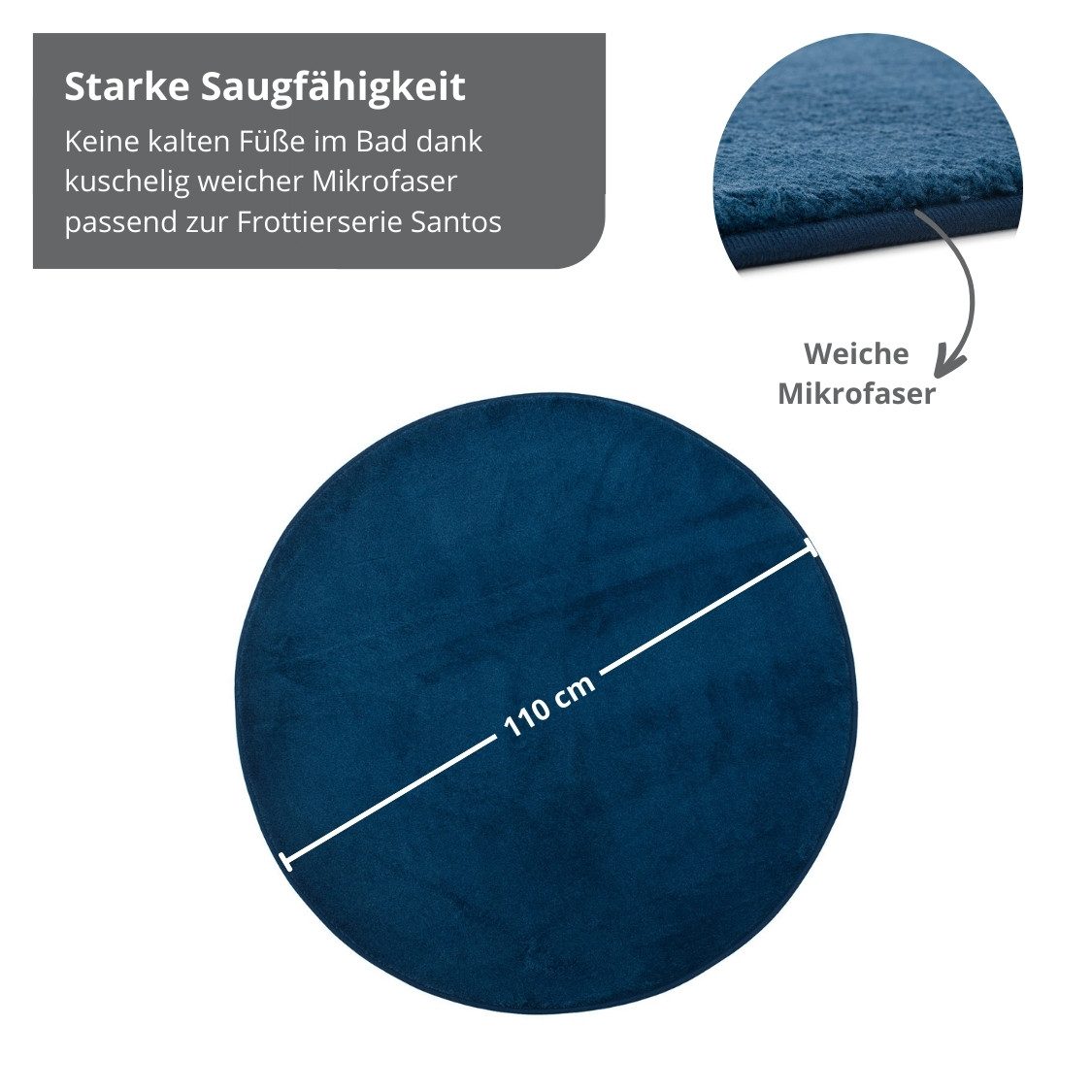 liebling Badematte Badteppich Santos, rutschhemmend beschichtet, schnell trocknend, Polyester, rund, starke Saugfähigkeit, formstabil, in vielen Farben und Größen