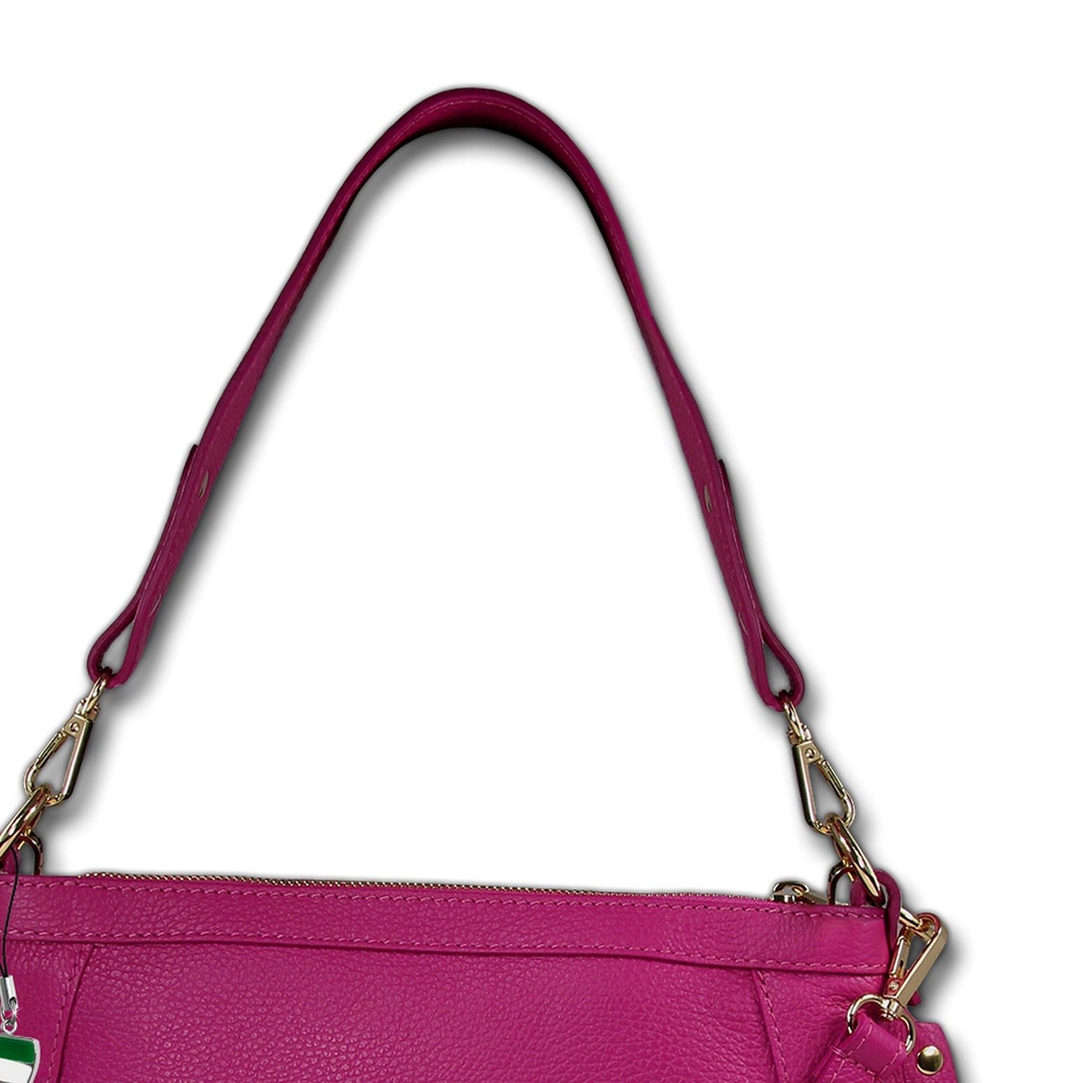 FLORENCE Schultertasche Florence Damen Schulter-Satteltasche (Schultertasche), Damen Leder Schultertasche, Umhängetasche, pink ca. 36cm