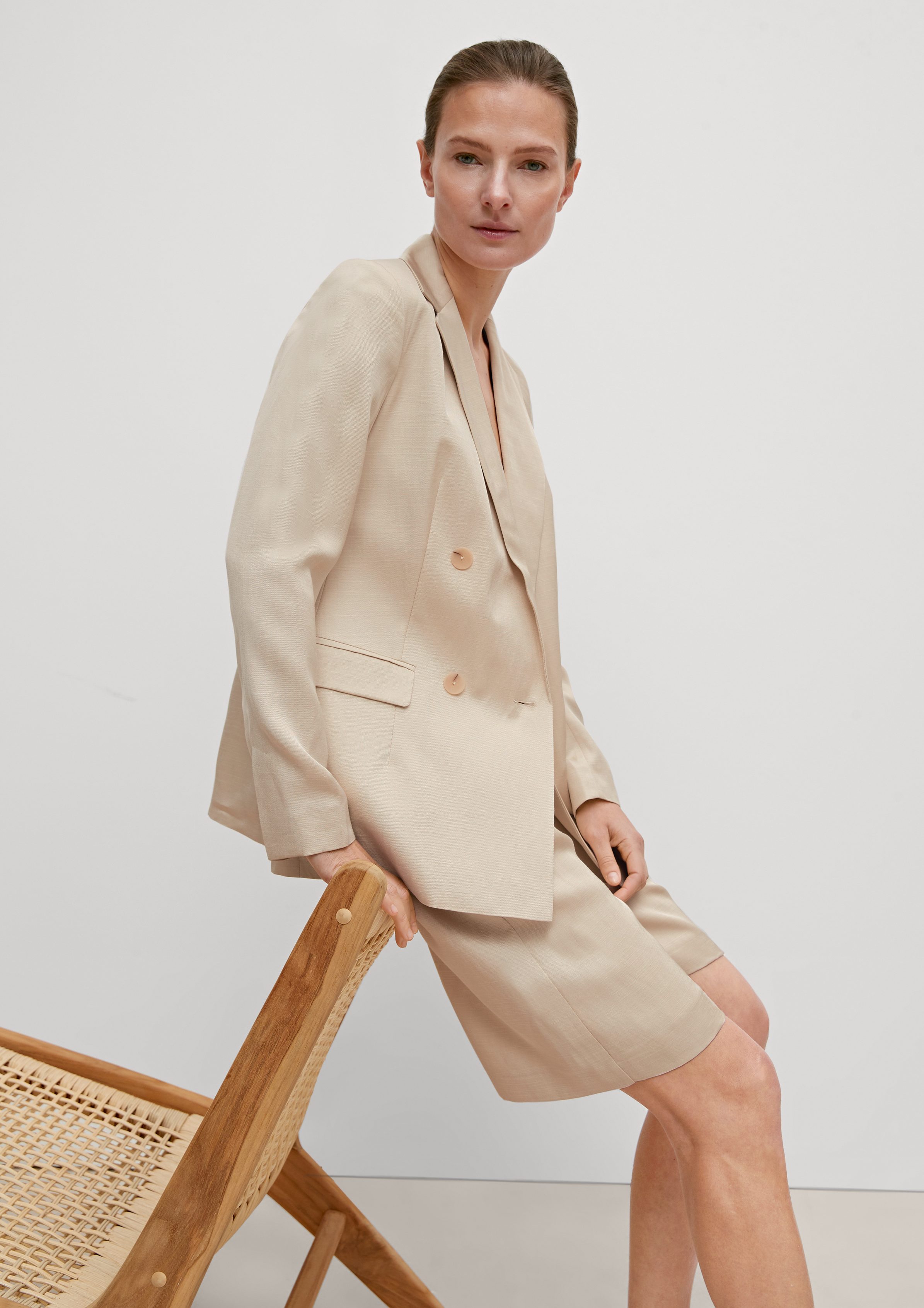 Blusenblazer Blazer aus Leinenmix