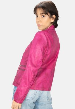 Lolus Lederjacke Clara shocking pink Klassisch elegante Damen Lederjacke aus weichem Lammnappa Leder