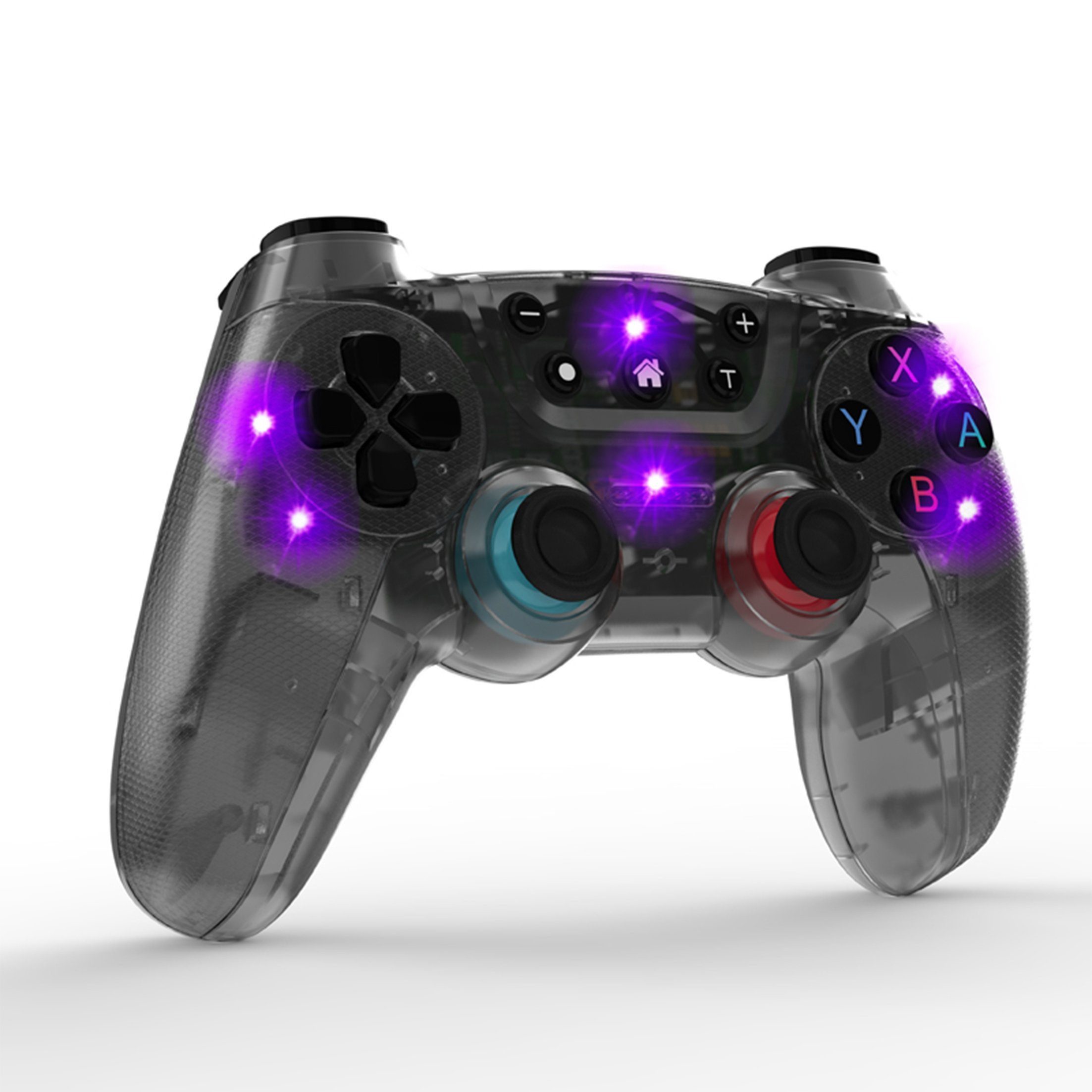 KINSI Wireless Gamepad für Switch - Bluetooth Controller mit 7-Farben LED Gaming-Controller (Vibrationsfeedback & 10m Reichweite)