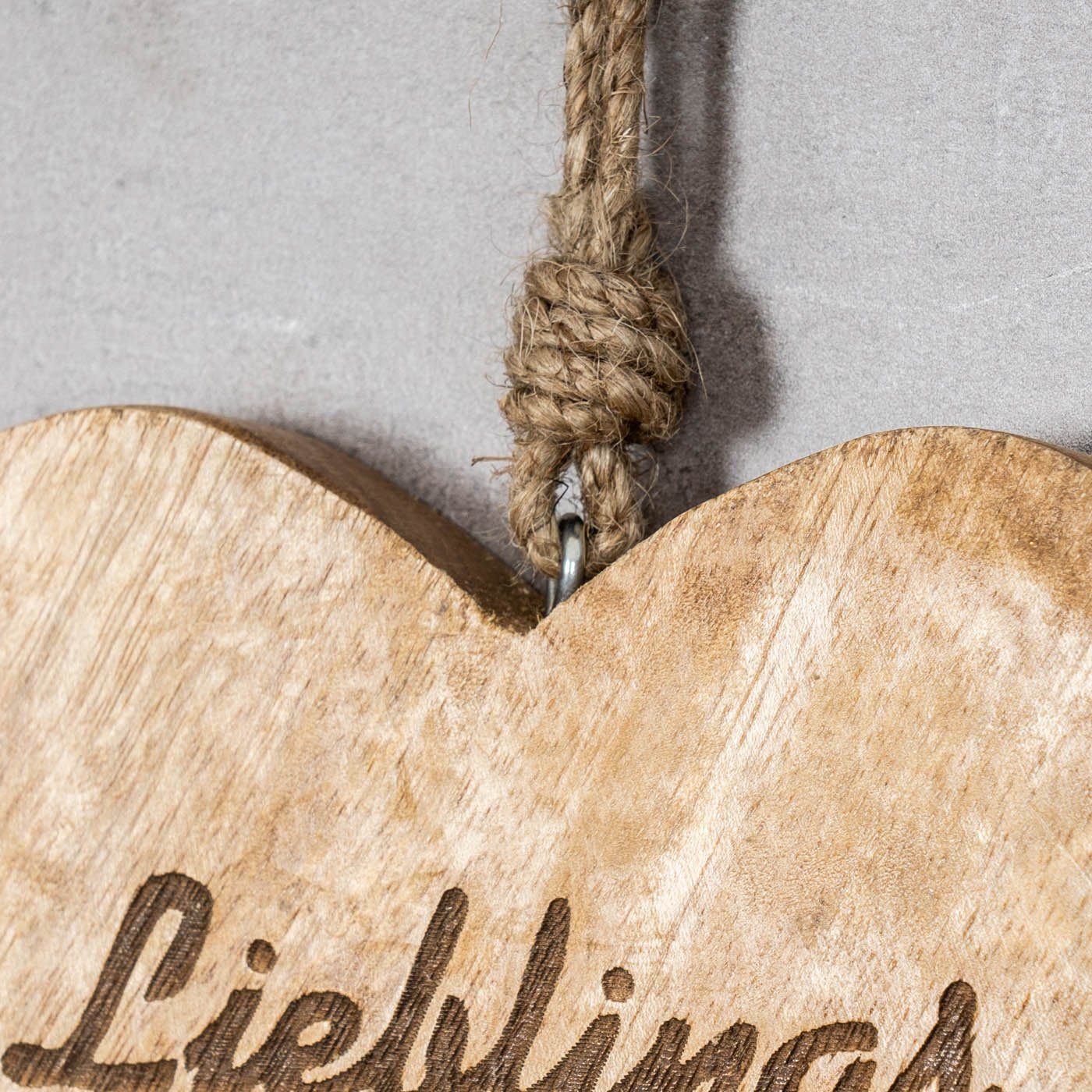 Levandeo® Deko-Schriftzug, Aufhänger Lieblingsplatz H15cm Mango Schriftzug Holz Herz Wand-Deko