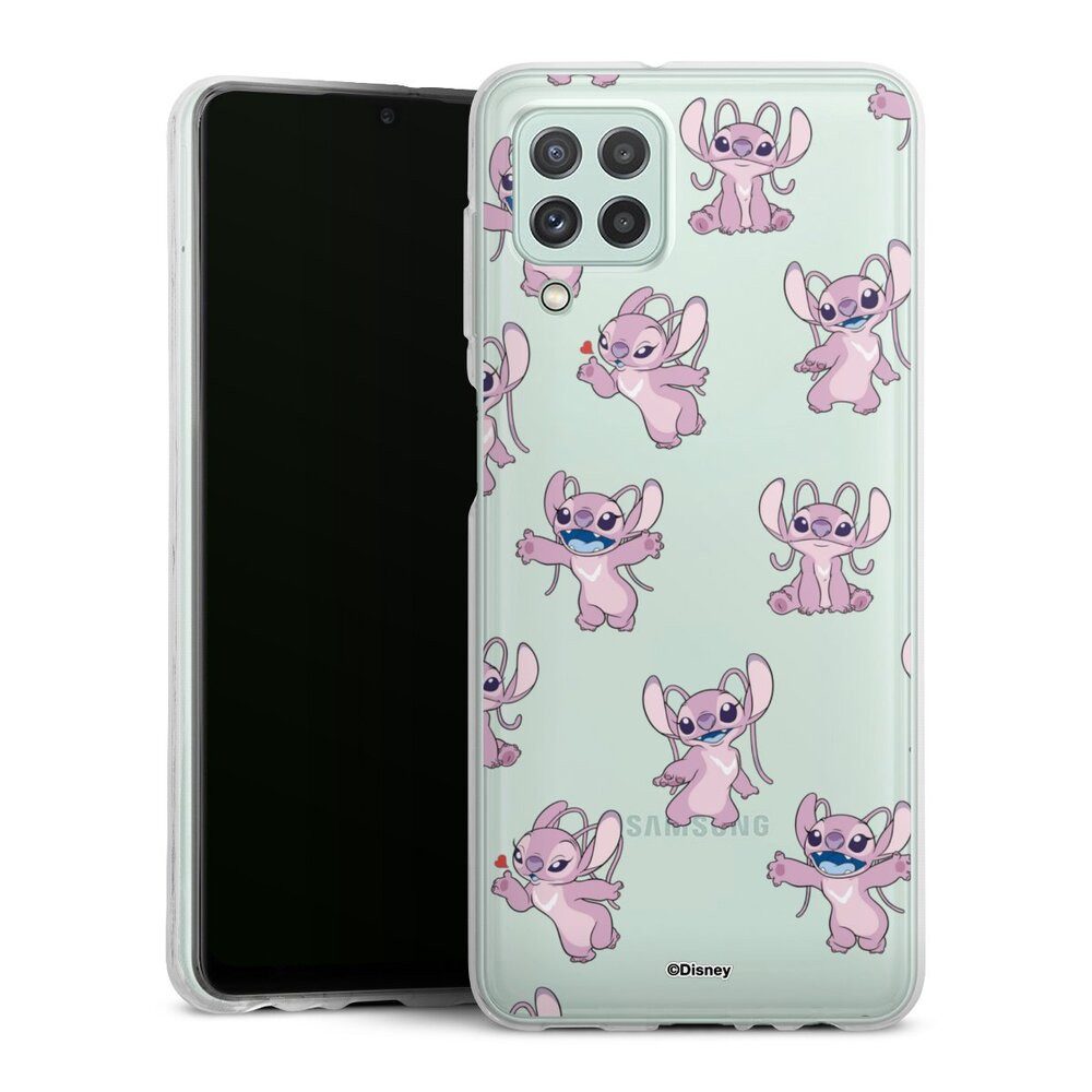 DeinDesign Handyhülle Lilo & Stitch Engel Disney Angel Faces Pattern Transparent, Samsung Galaxy A22 4G Silikon Hülle Bumper Case Handy Schutzhülle