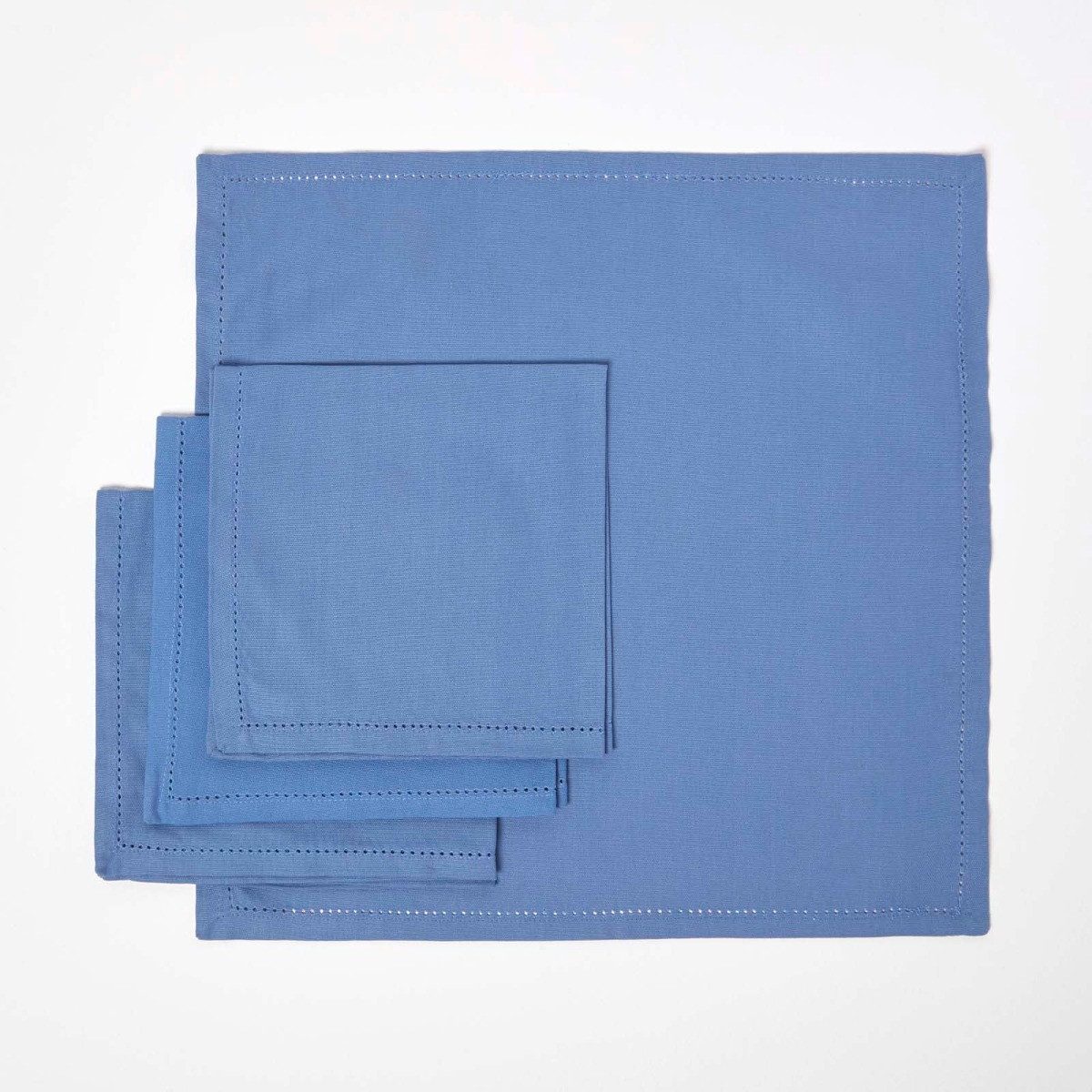 Homescapes Stoffserviette 4er-Set Stoffservietten blau – 45 x 45 cm, 100% Baumwolle