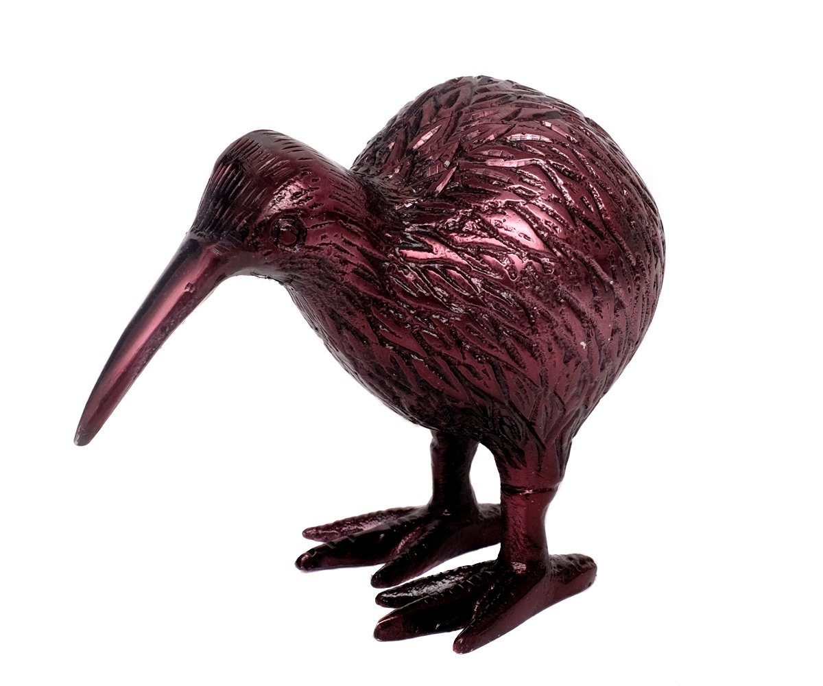 Schwarz Lila Silber Dekofigur Handarbeit Kiwi Metall Glücksbringer Dekoration Vogel Brillibrum Neuseeland versilbert Tierfigur Tier Figur Bronze-Lila Deko Gold Laufvogel
