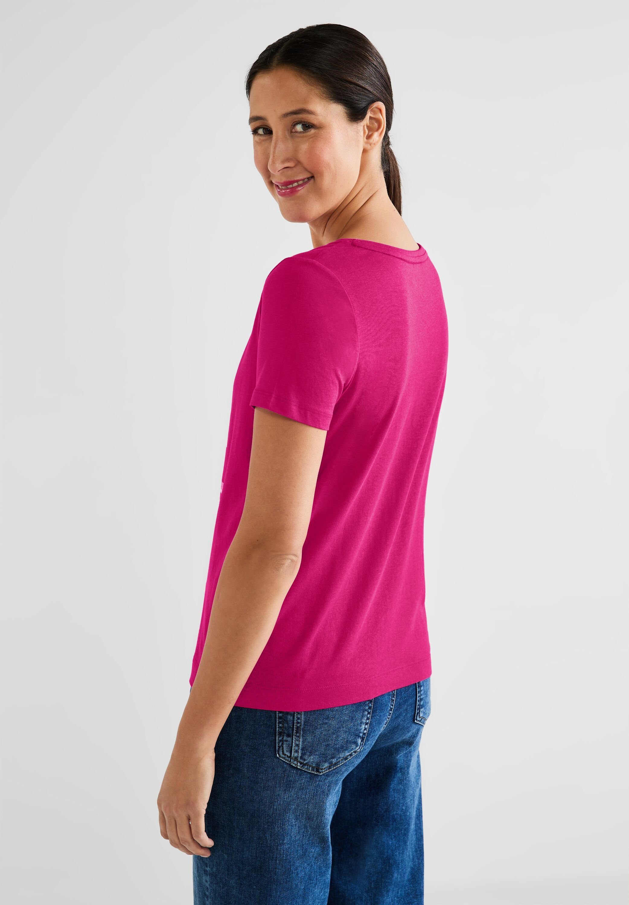 nu mit Schriftzug STREET ONE pink schimmerndem T-Shirt