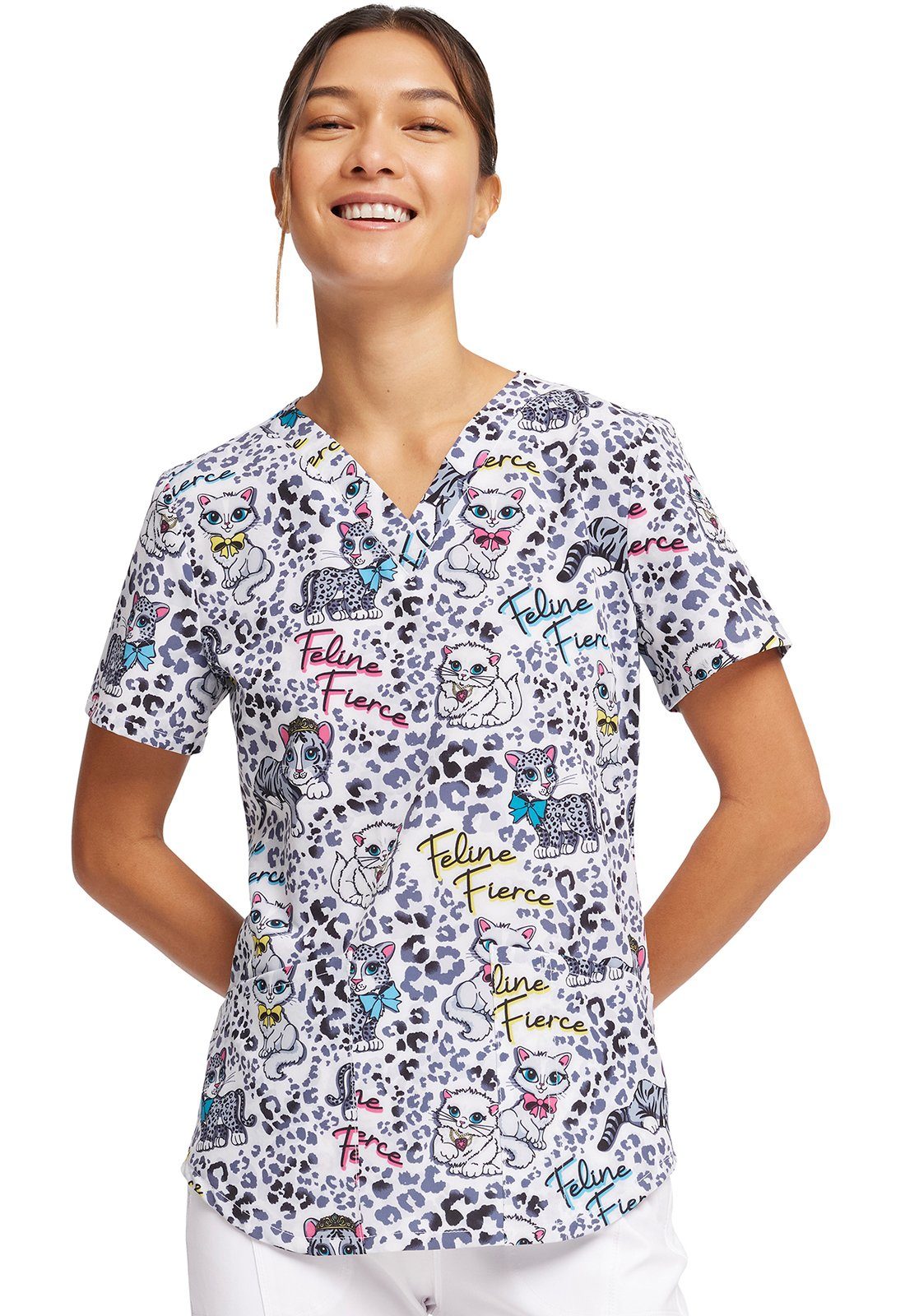 Cherokee Funktionsbluse Bunt bedruckter Damen Kasack "Niedliche Katzen" Kasack mit Motiv