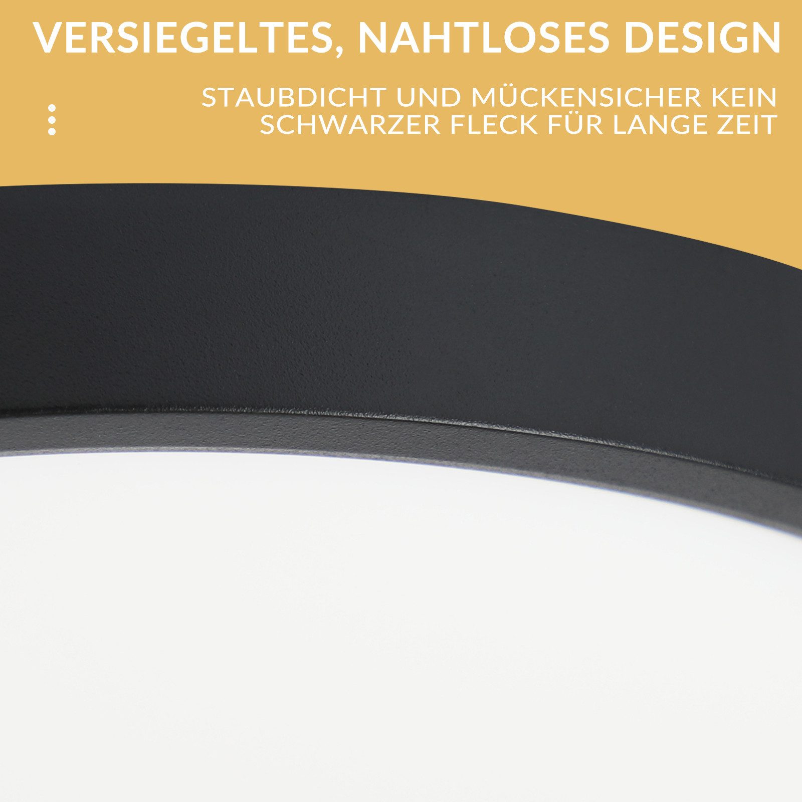 Nettlife LED Deckenleuchte Flach Schwarz 18cm 15W Küchenlampe Rund, LED fest integriert, 3000K Flurlampe für Schlafzimmer Flur – Bild 4 von 5