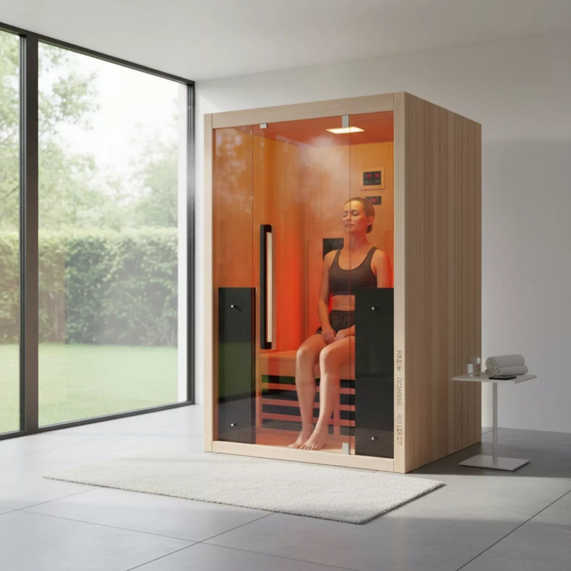 WELCON Infrarotkabine Easytherm Duo Wärmekabine Vollholz Hemlock für zwei Personen, BxTxH: 124,00 x 120,50 x 200 cm
