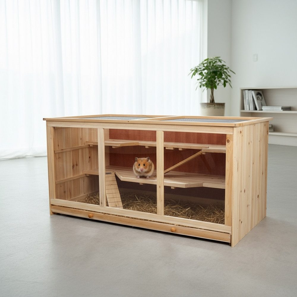 Feel2Home Kleintierkäfig Kleintierkäfig Nagerkäfig Hamsterkäfig Mäusekäfig Villa Käfig, drei Stockwerken