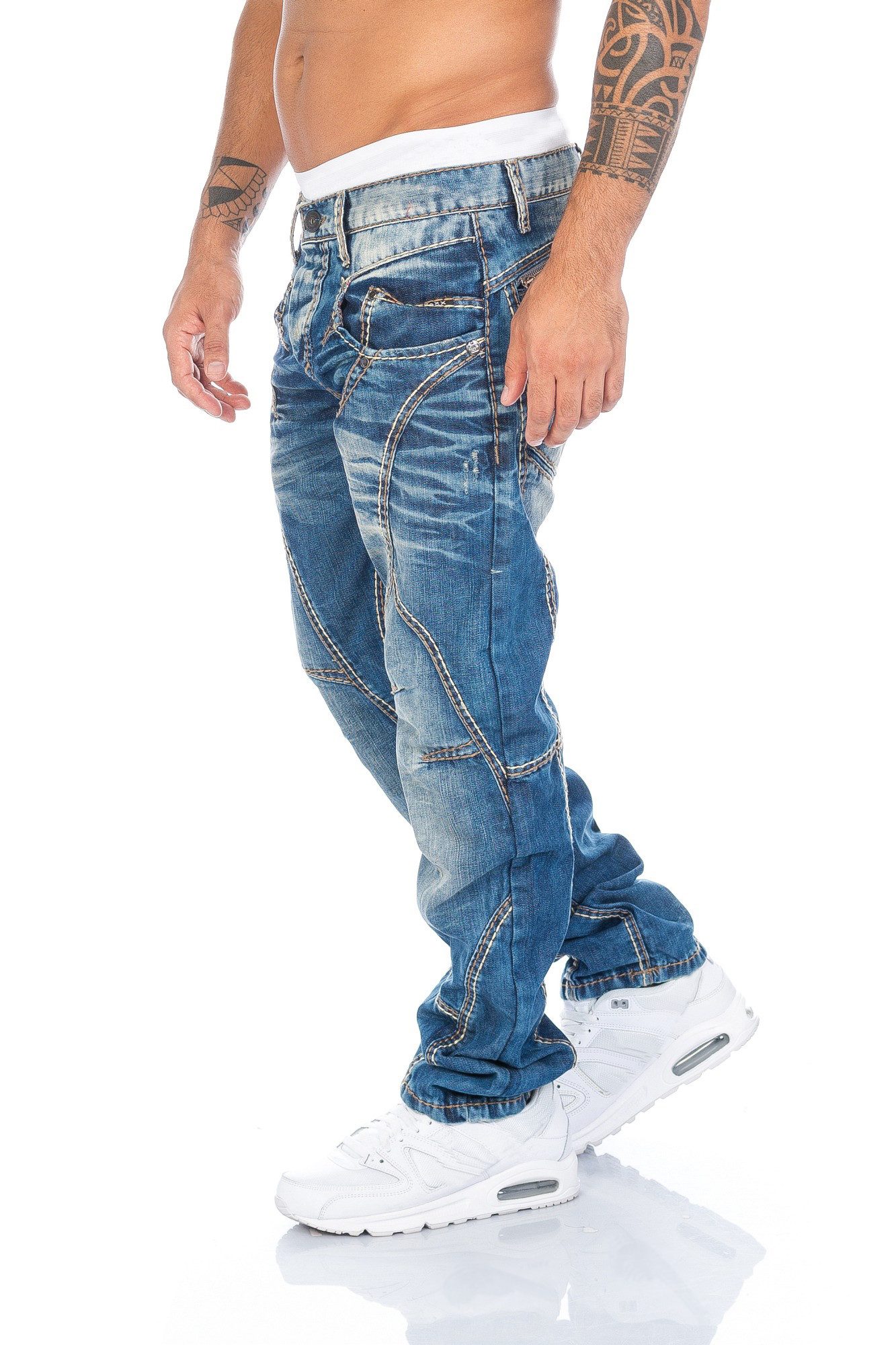 Cipo & Baxx Regular-fit-Jeans Herren Jeans Hose mit ausgefallener Nahtstruk günstig online kaufen