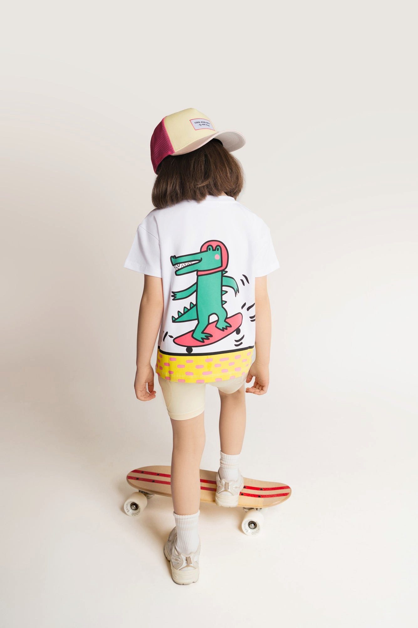 T-Shirt aus Baumwolle "Skater-Krokodil" für Jungen & Mädchen, mit Rückenprint