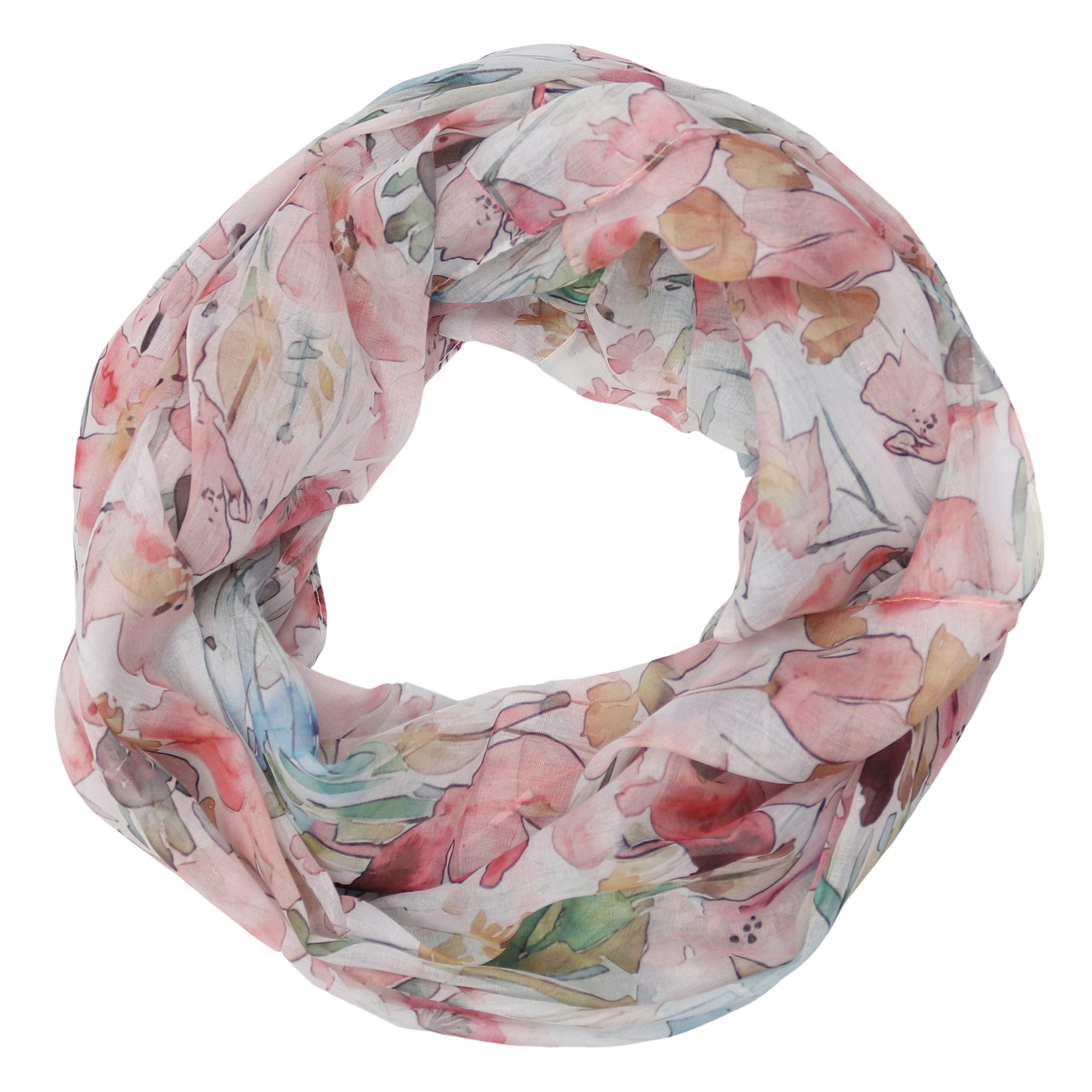 MIRROSI Loop Damen Schal mit Tollem Muster Weich aus 100% Viskose, Schlauchschal, (ca.160x48cm, zweimal um den Hals wickelbar), Damen Halstuch Stola ideal für Frühling,Sommer, Herbst
