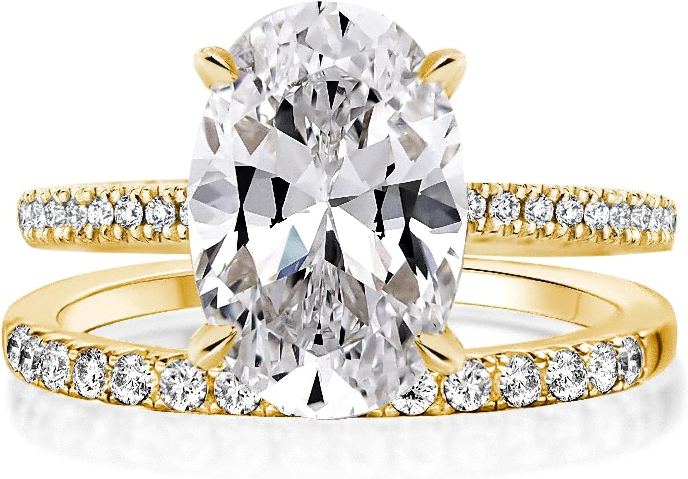 Jumpeak Diamantring ring set, Damen 585 reines Gold Ring, 3CT wedding ring, Verlobungsring, E, vs2, 2ex, mit igi internationalem Zertifikat, damen geschenk