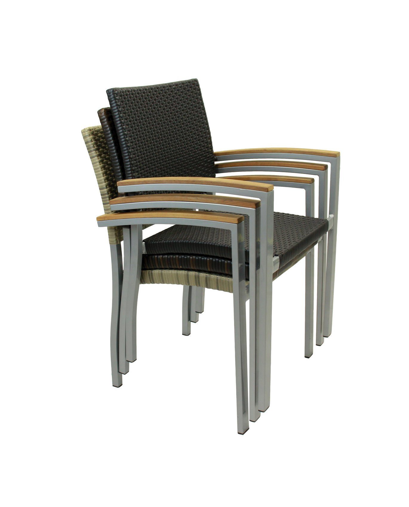 Konway Stapelstuhl BORNEO BORNEO St), 4x Premium KONWAY® Polyrattan Sessel (4 Quarz Stapelsessel