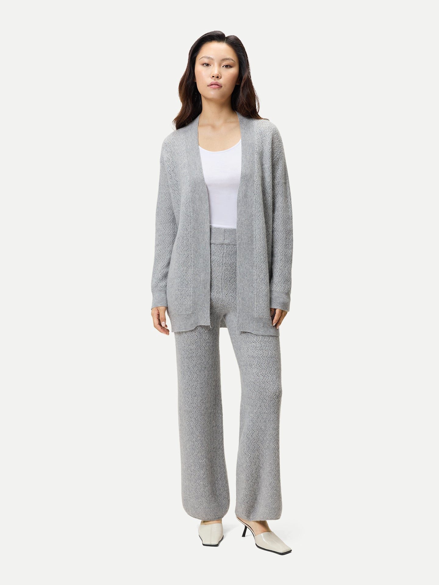 GOBI Cashmere Strickhose Weite Ajour-Strick Kaschmir-Hosen