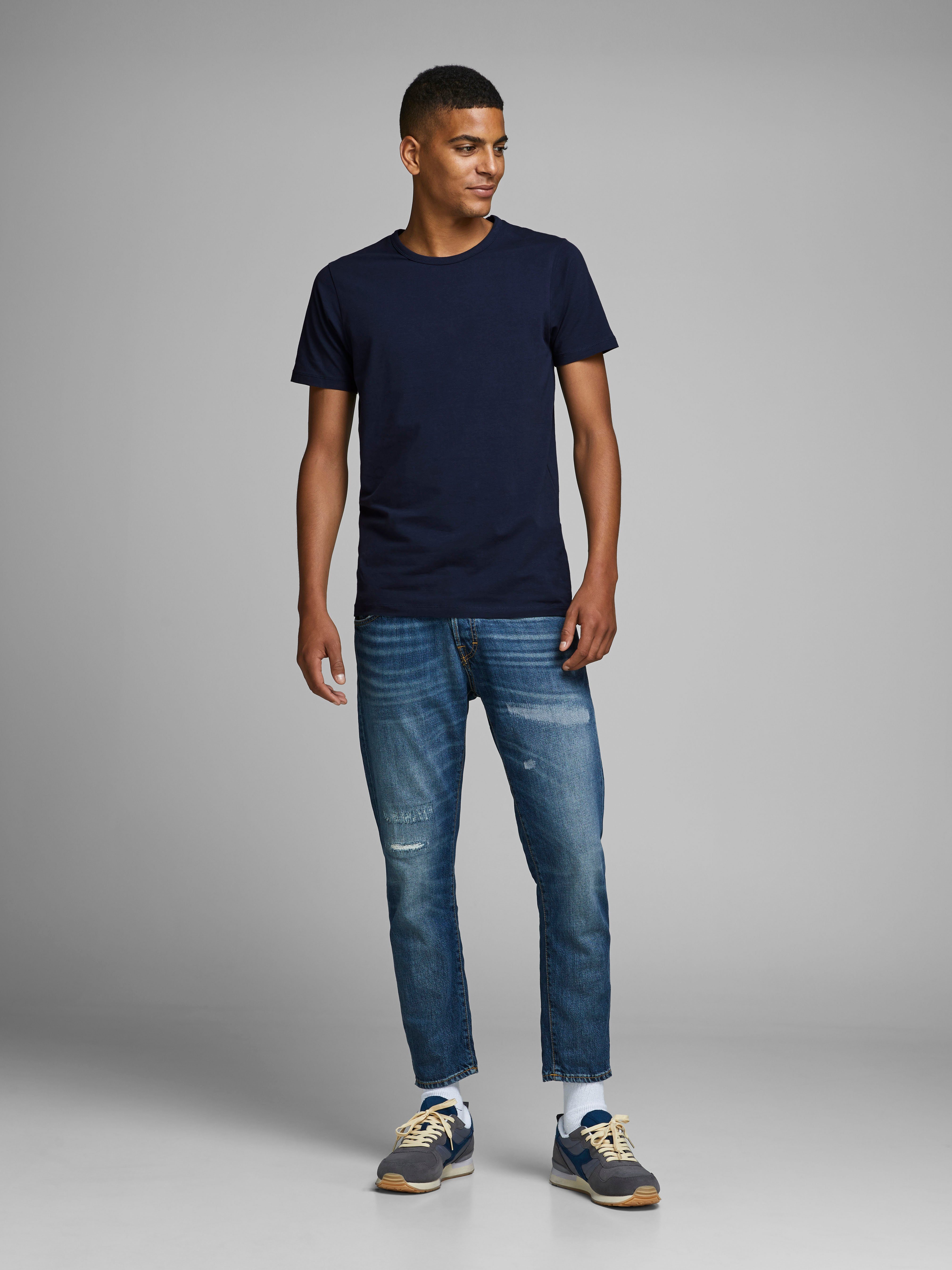 TEE BASIC navy blue Jack T-Shirt Jones & O-NECK