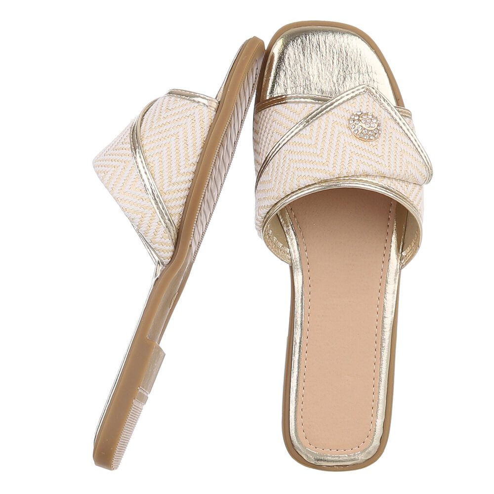 Ital-Design Elegante Damen Slipper mit Chevron-Muster für den Sommer Pantol günstig online kaufen