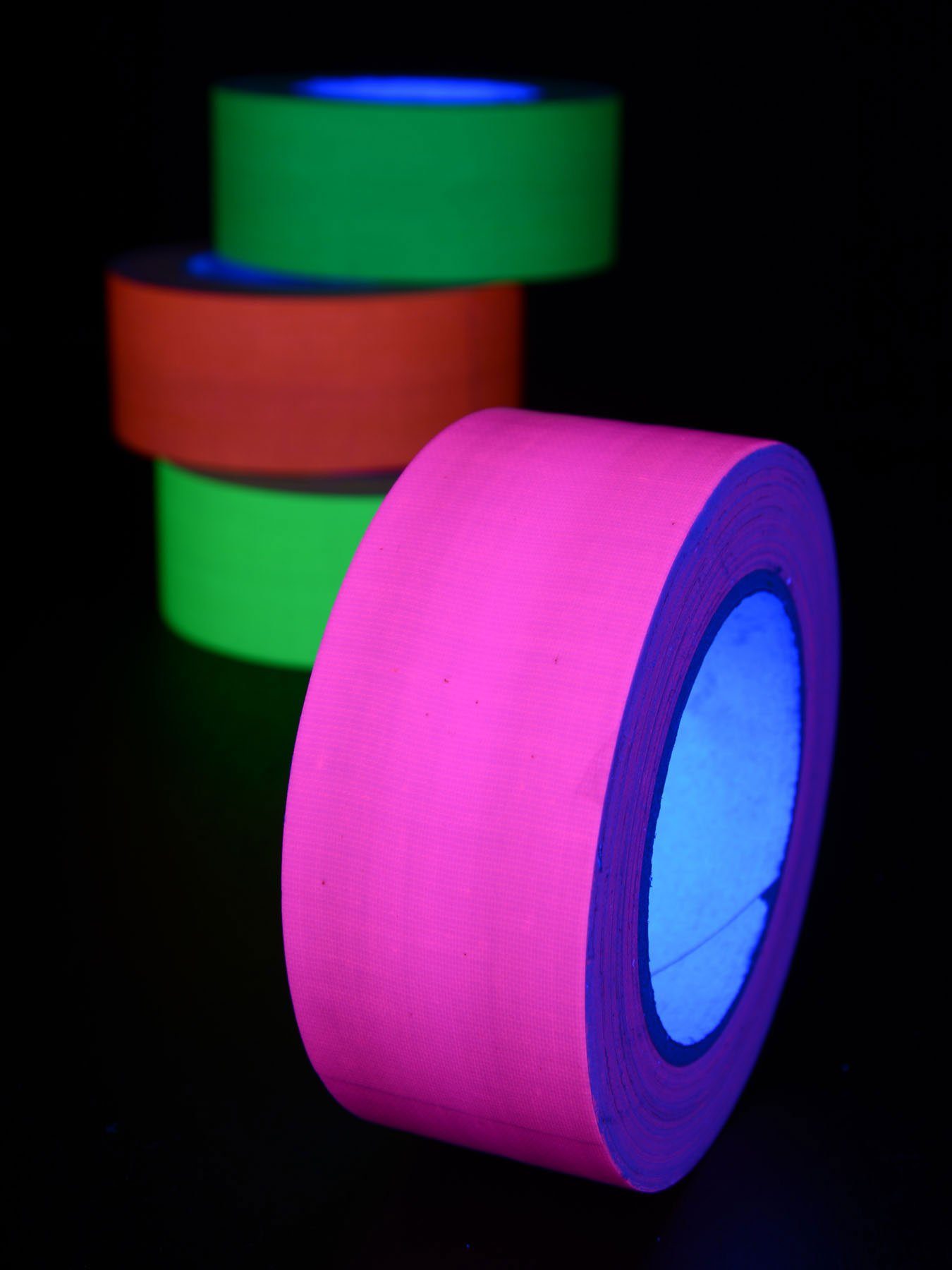 UV-aktiv, leuchtet 50mm Schwarzlicht Pink, Schwarzlicht unter PSYWORK Neon Klebeband Gewebeklebeband 25m-Rolle