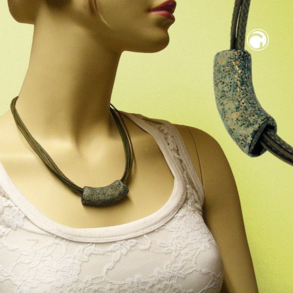 gesprenkelt gebogen Rohr oliv flach unbespielt Kunststoff matt Modeschmuck für Damen 45 stein- Collier cm,