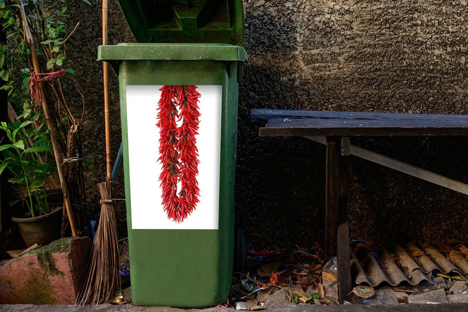 MuchoWow Mülleimer-aufkleber, oder St), (1 Girlande Cayenne-Pfeffer Eine Wandsticker Mülltonne, Abfalbehälter Capsicum aus Container, Sticker, frutescens