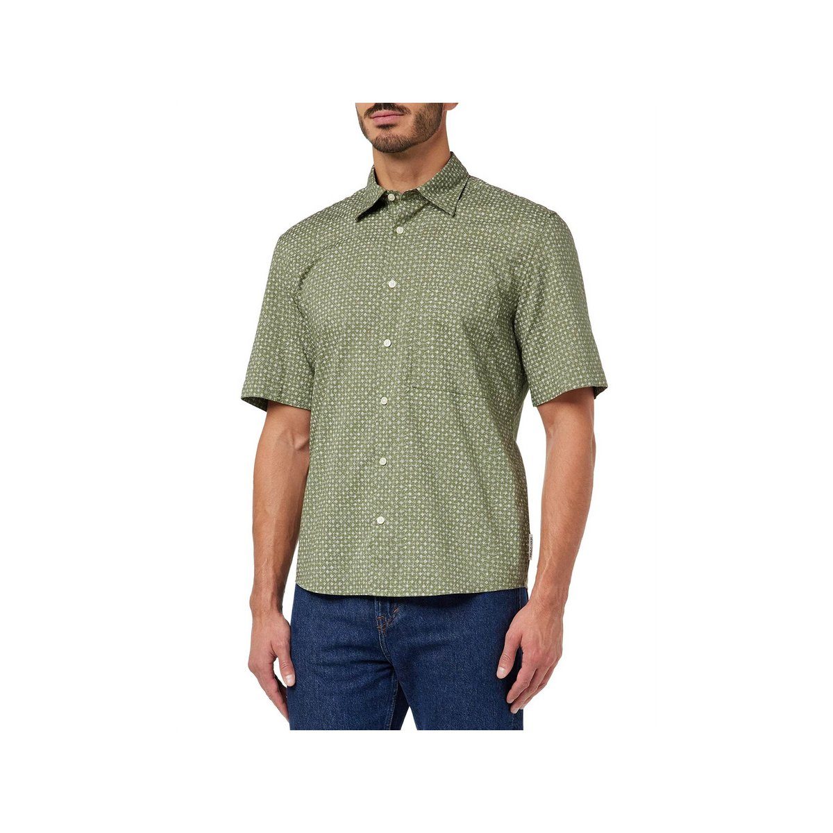 Marc O'Polo Kurzarmhemd uni (1-tlg., keine Angabe) oliv (45) | Hemden