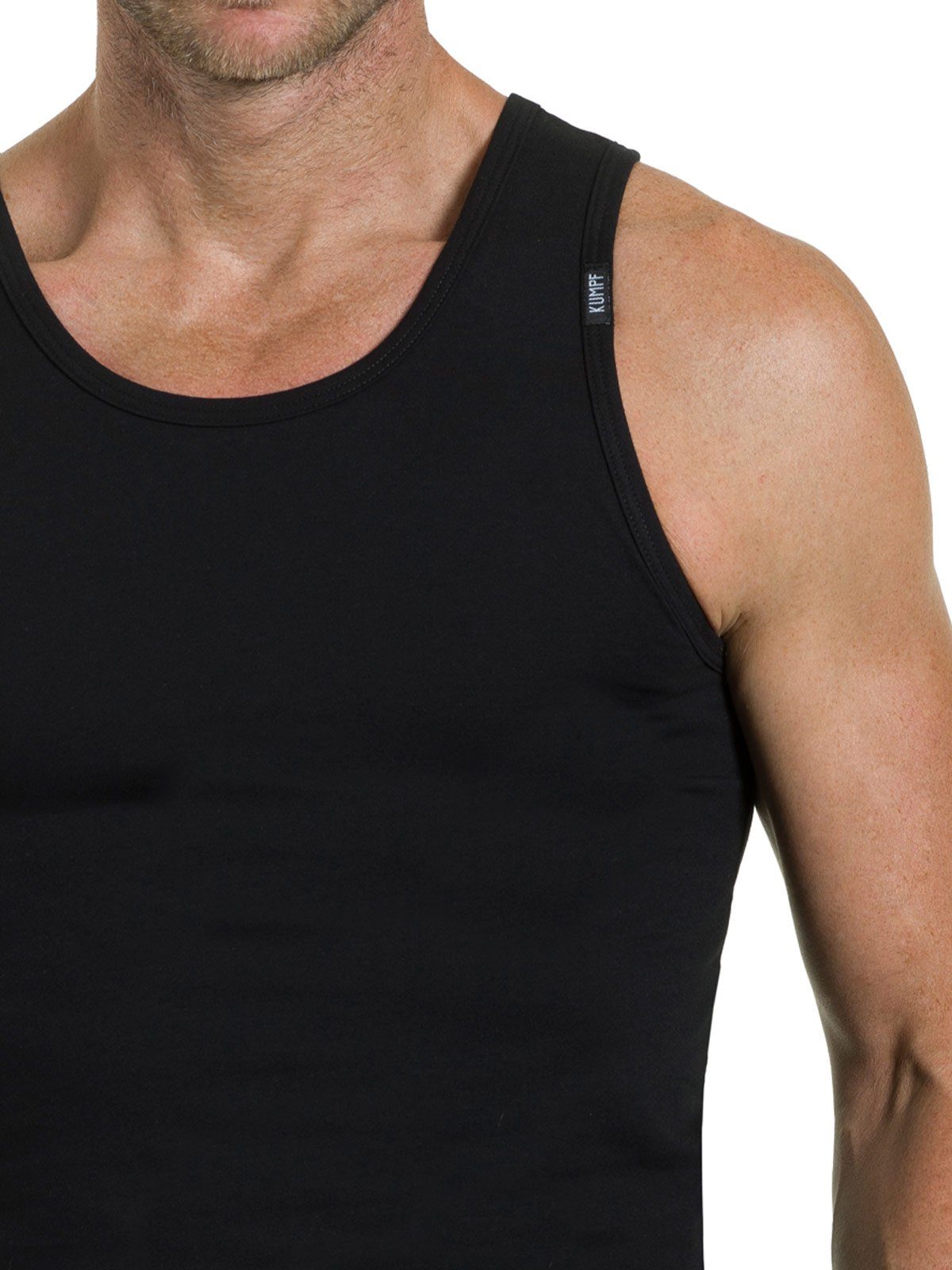 KUMPF Achselhemd 4er Sparpack Bio Herren 4-St) hohe Markenqualität schwarz Cotton Unterhemd (Spar-Set
