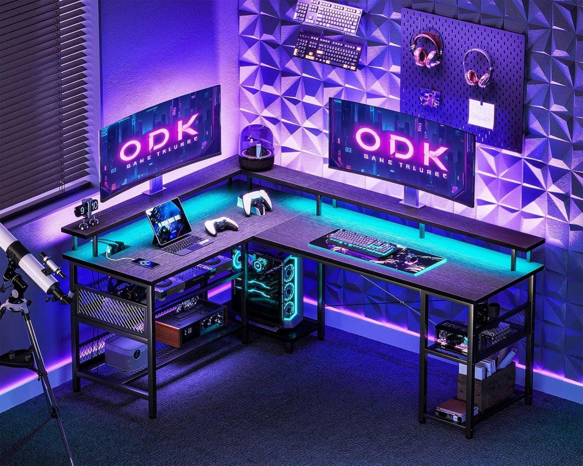 LuxusKollektion Eckschreibtisch Gaming Tisch LED Beleuchtung günstig online kaufen